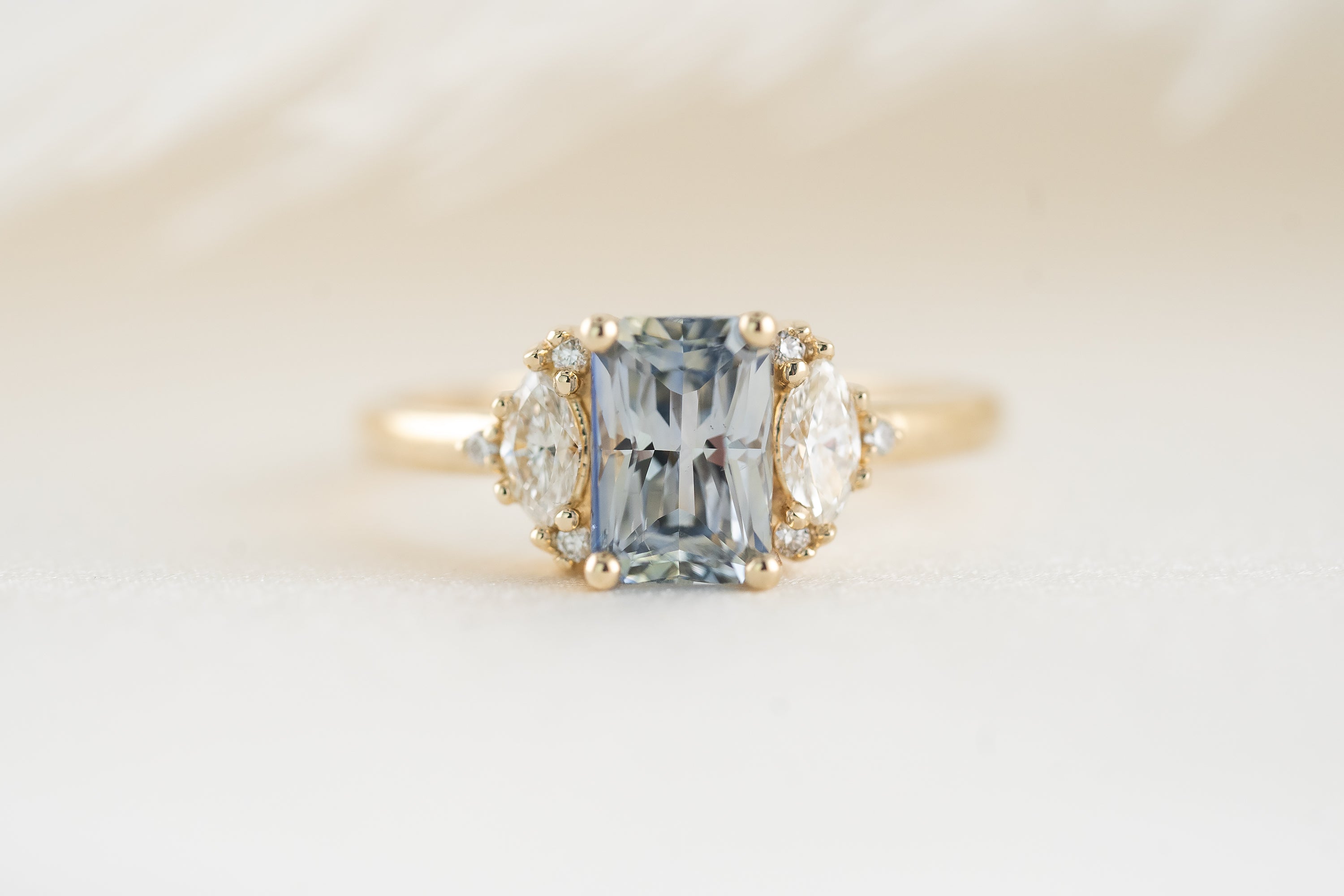 The Maren Ring | 1.84 CT Steel Gray/Blue Radiant Sapphire - Lavender Creek Gems