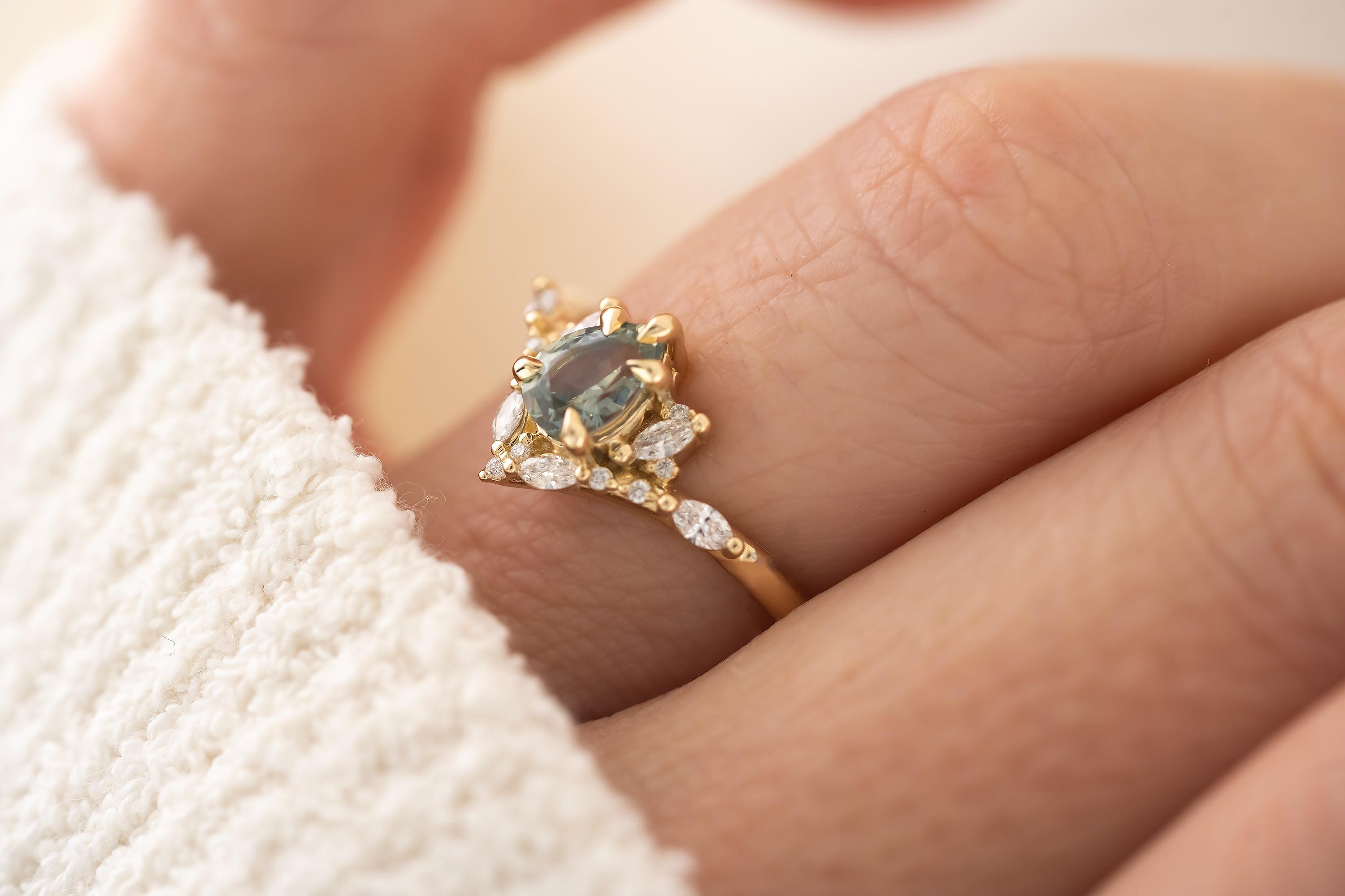 The Aurora Ring - 0.68 CT Pear Blue Montana Sapphire - Lavender Creek Gems