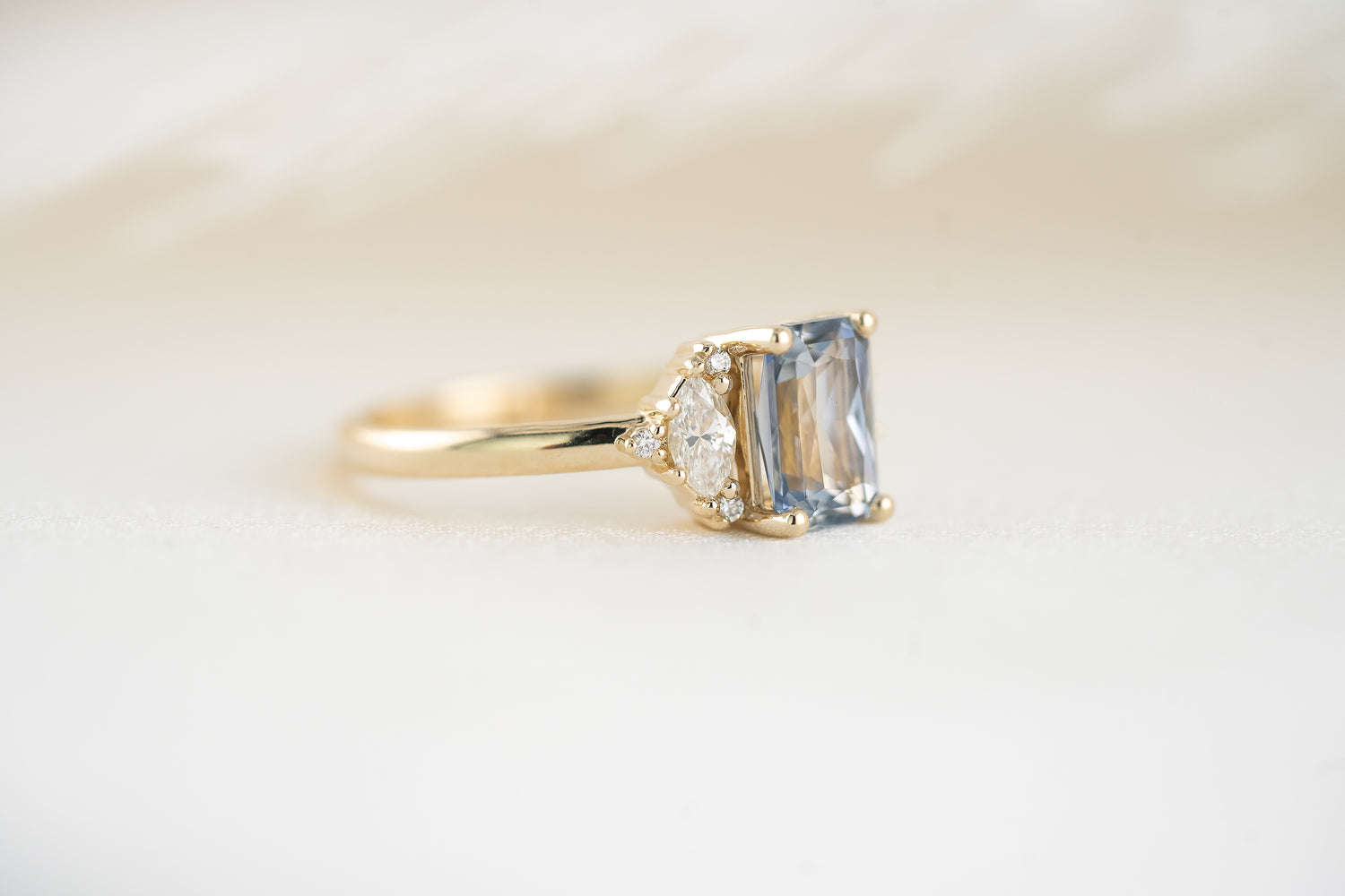 The Maren Ring | 1.84 CT Steel Gray/Blue Radiant Sapphire - Lavender Creek Gems