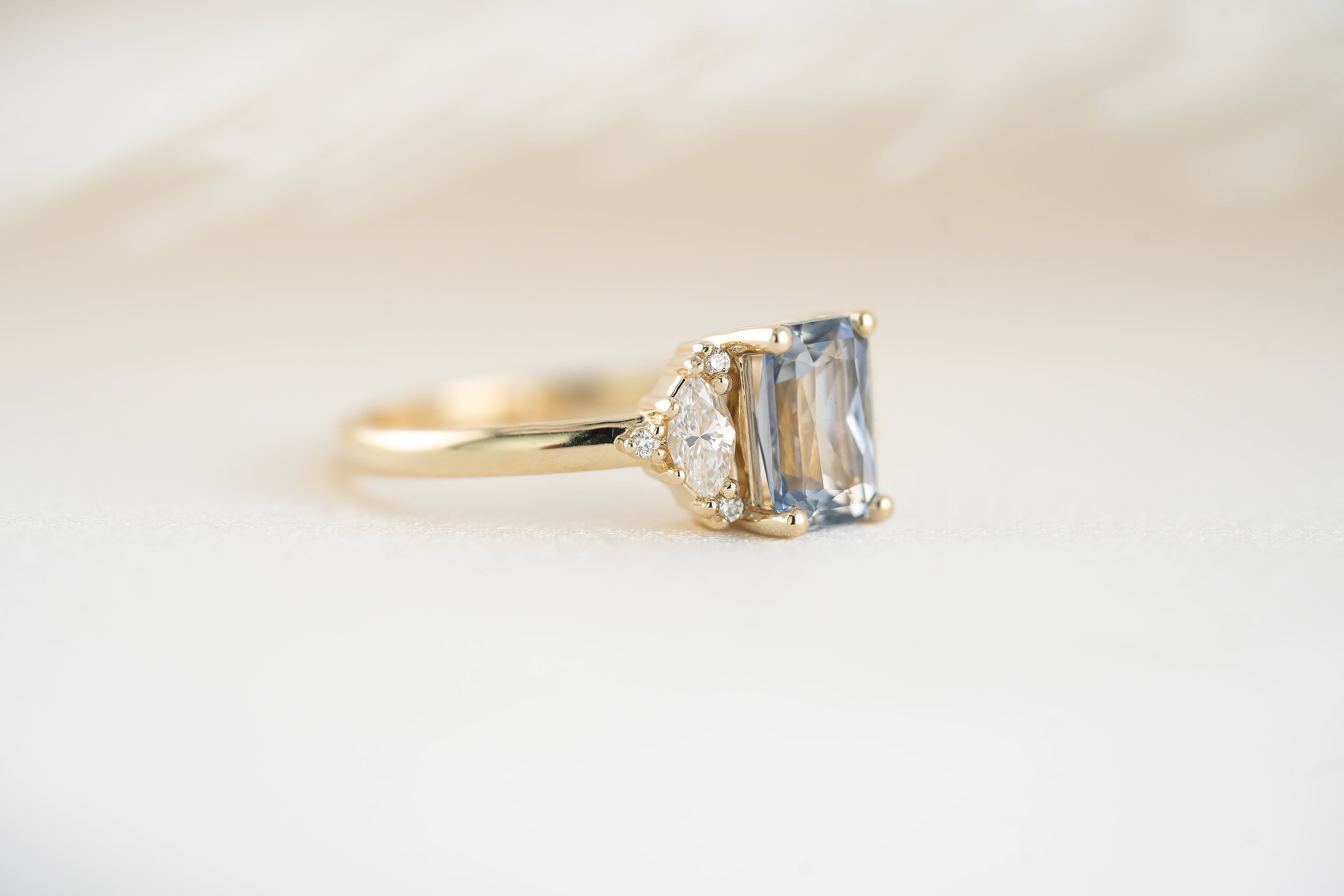 The Maren Ring | 1.84 CT Steel Gray/Blue Radiant Sapphire - Lavender Creek Gems