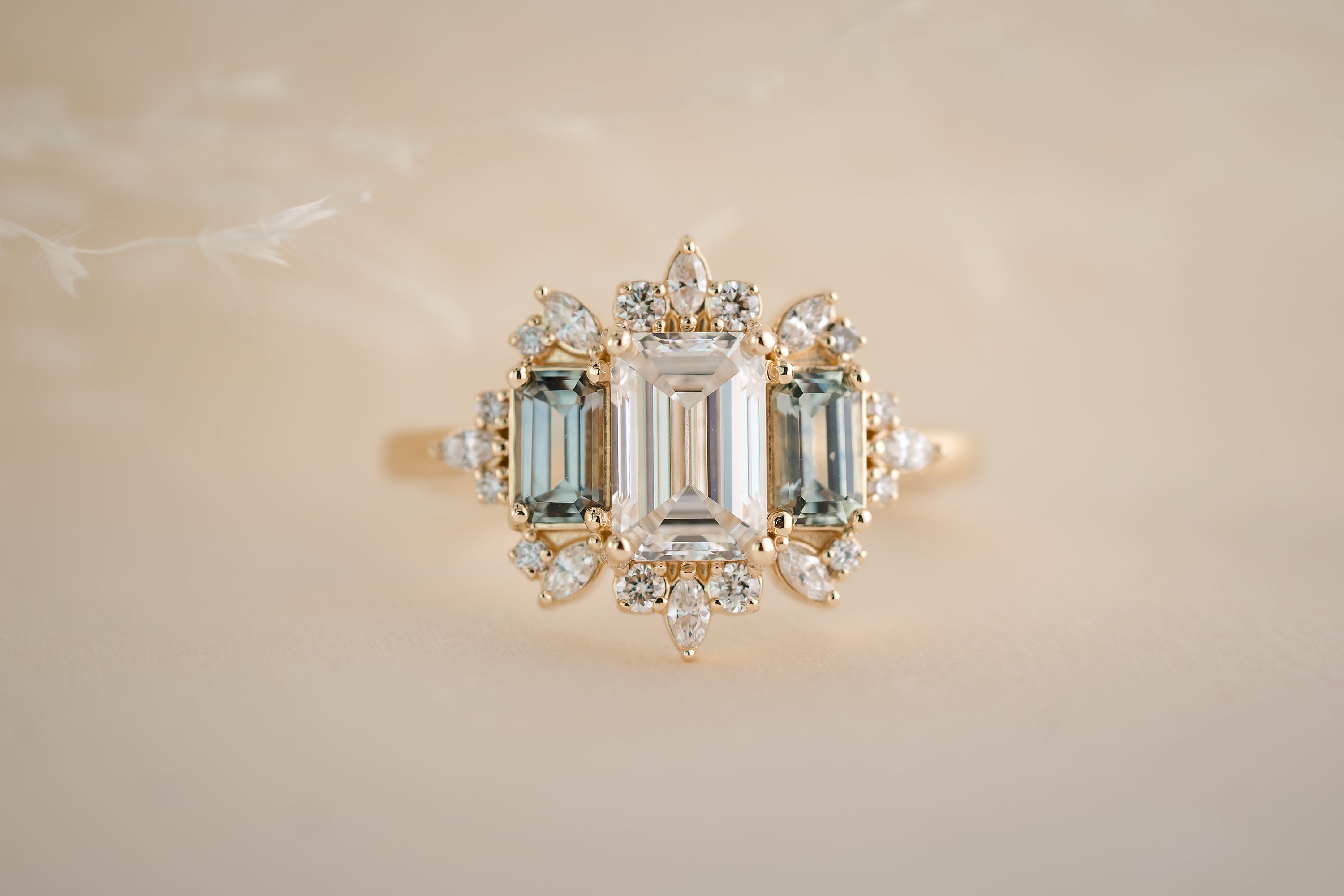The Marial 1.29 CT Diamond + Montana Sapphire Ring - Lavender Creek Gems