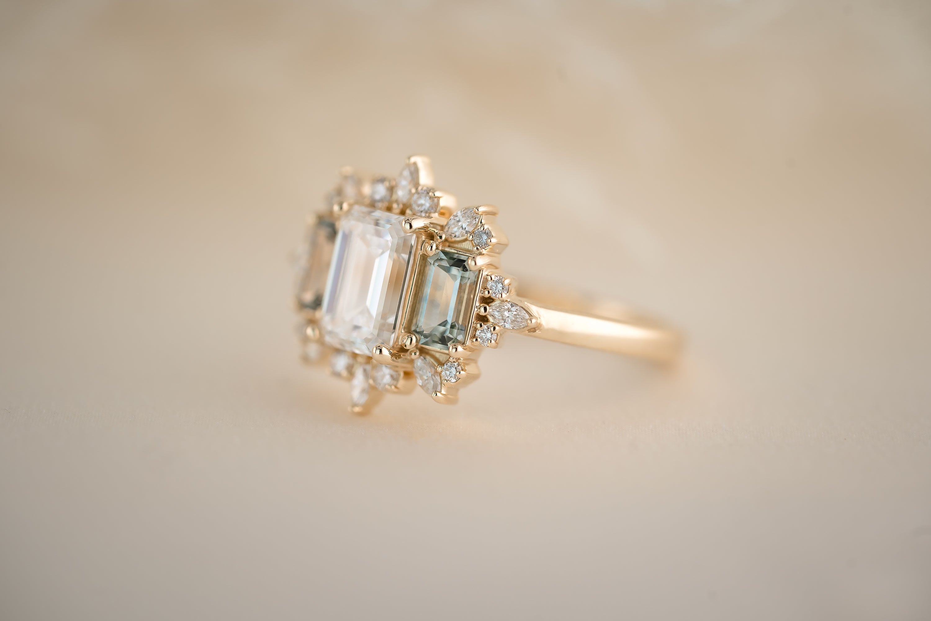 The Marial 1.29 CT Diamond + Montana Sapphire Ring - Lavender Creek Gems