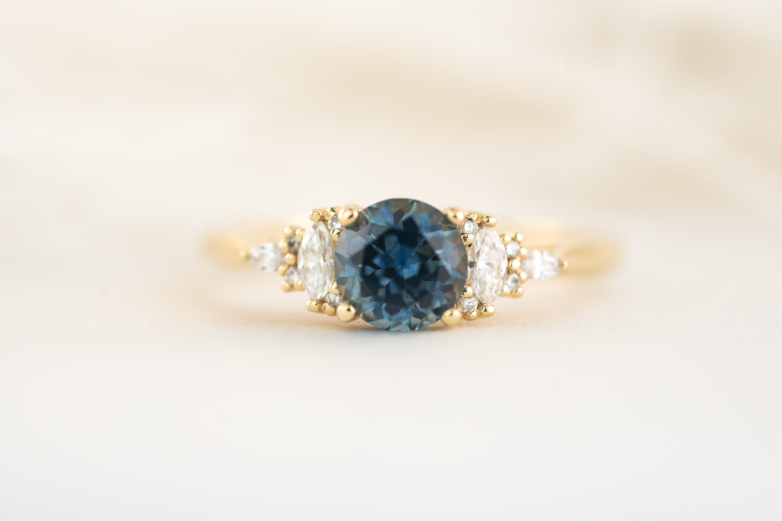 The Maeve Ring - 1.29 CT Round Navy Blue Montana Sapphire - Lavender Creek Gems