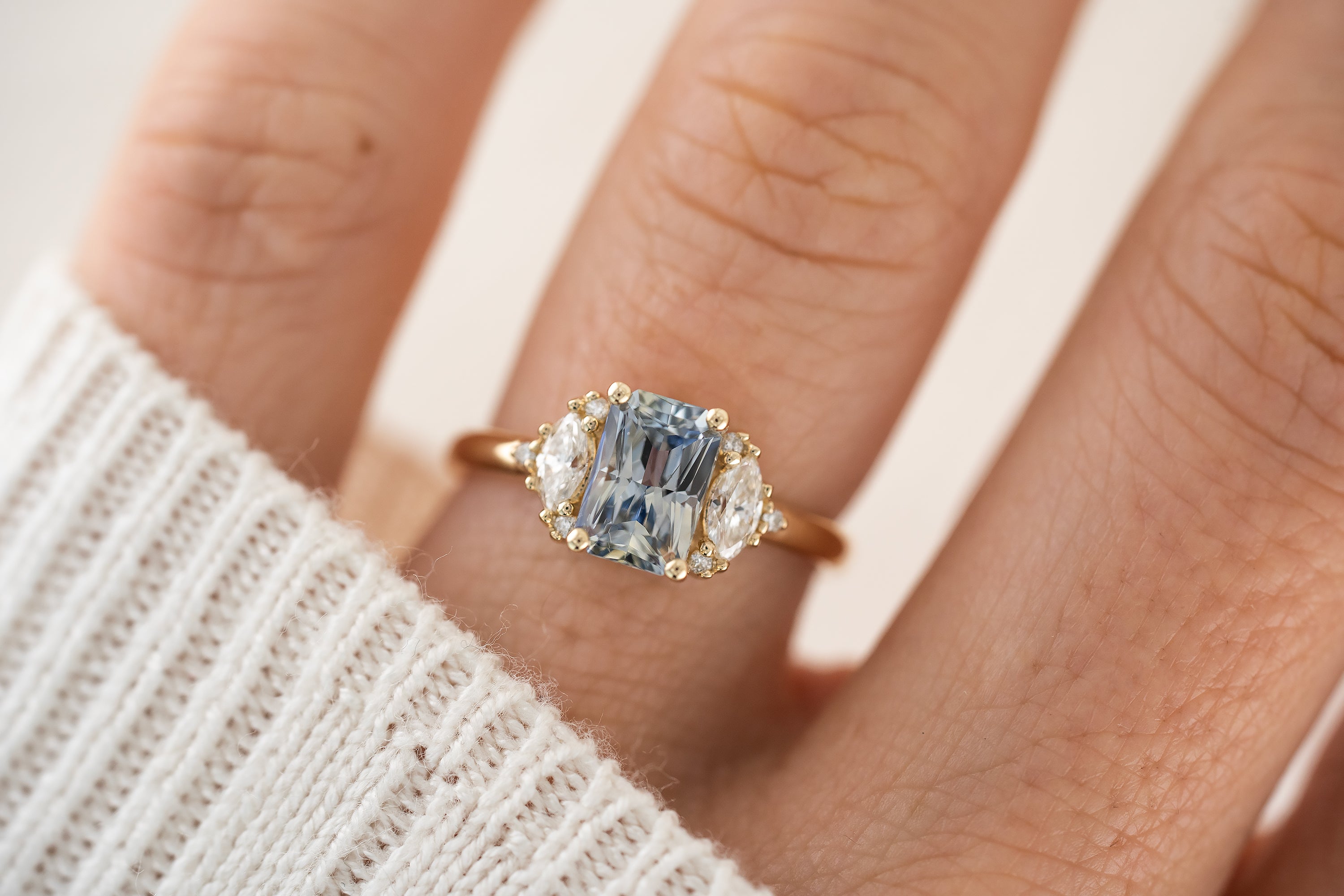 The Maren Ring | 1.84 CT Steel Gray/Blue Radiant Sapphire - Lavender Creek Gems