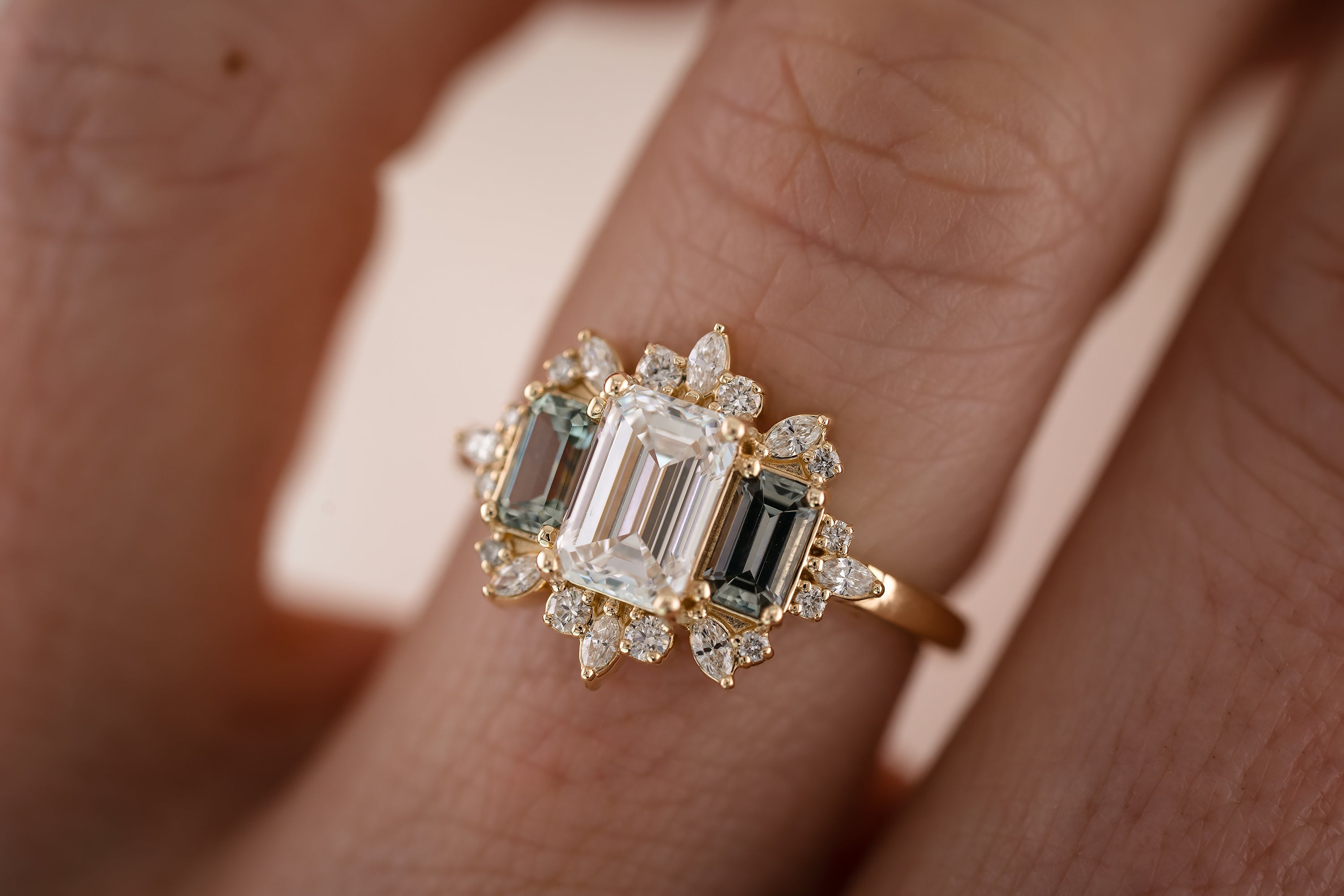 The Marial 1.29 CT Diamond + Montana Sapphire Ring - Lavender Creek Gems