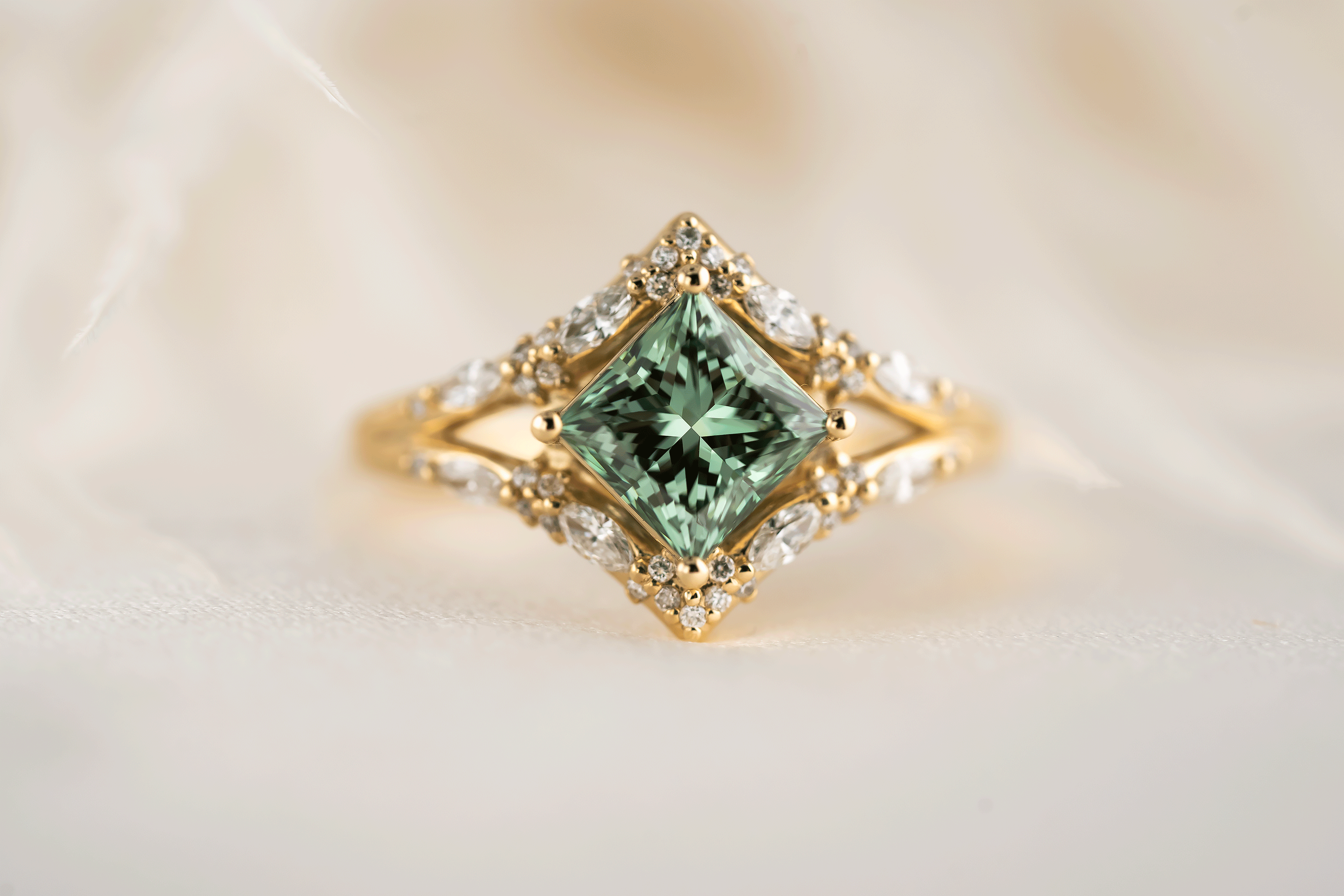 The Oracle Ring | 1.46 CT Princess Green Diamond - Lavender Creek Gems
