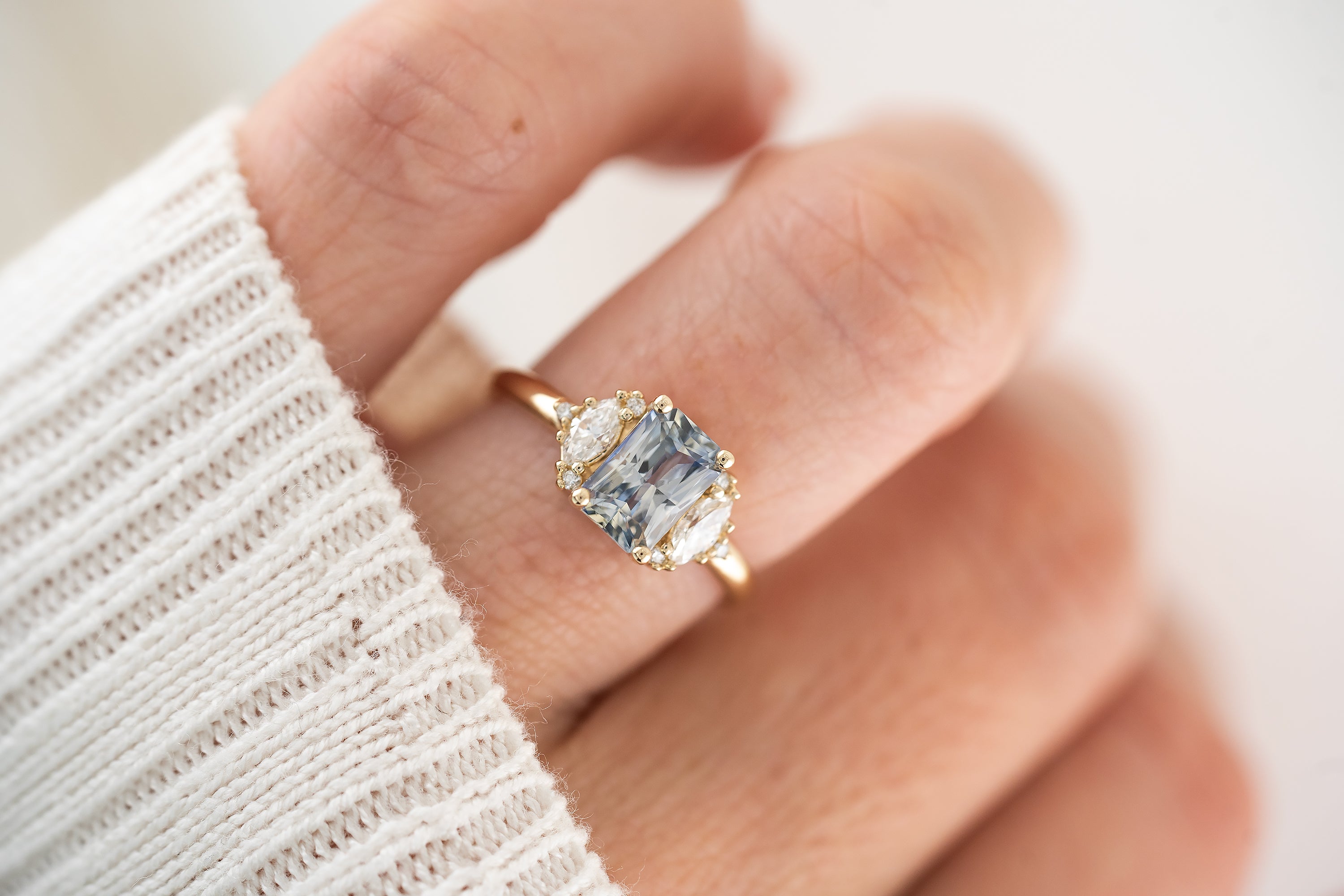 The Maren Ring | 1.84 CT Steel Gray/Blue Radiant Sapphire - Lavender Creek Gems