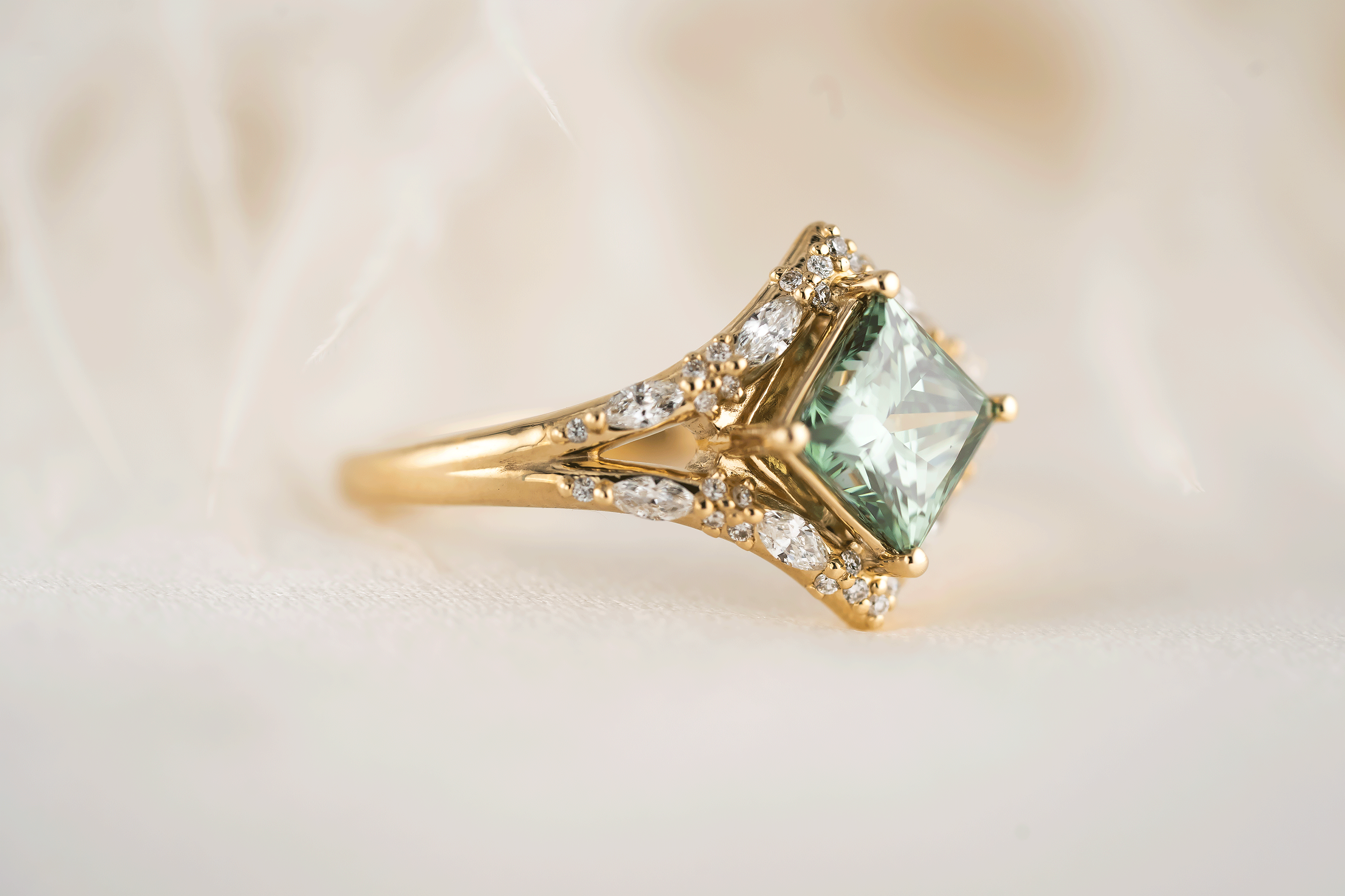 The Oracle Ring | 1.46 CT Princess Green Diamond - Lavender Creek Gems