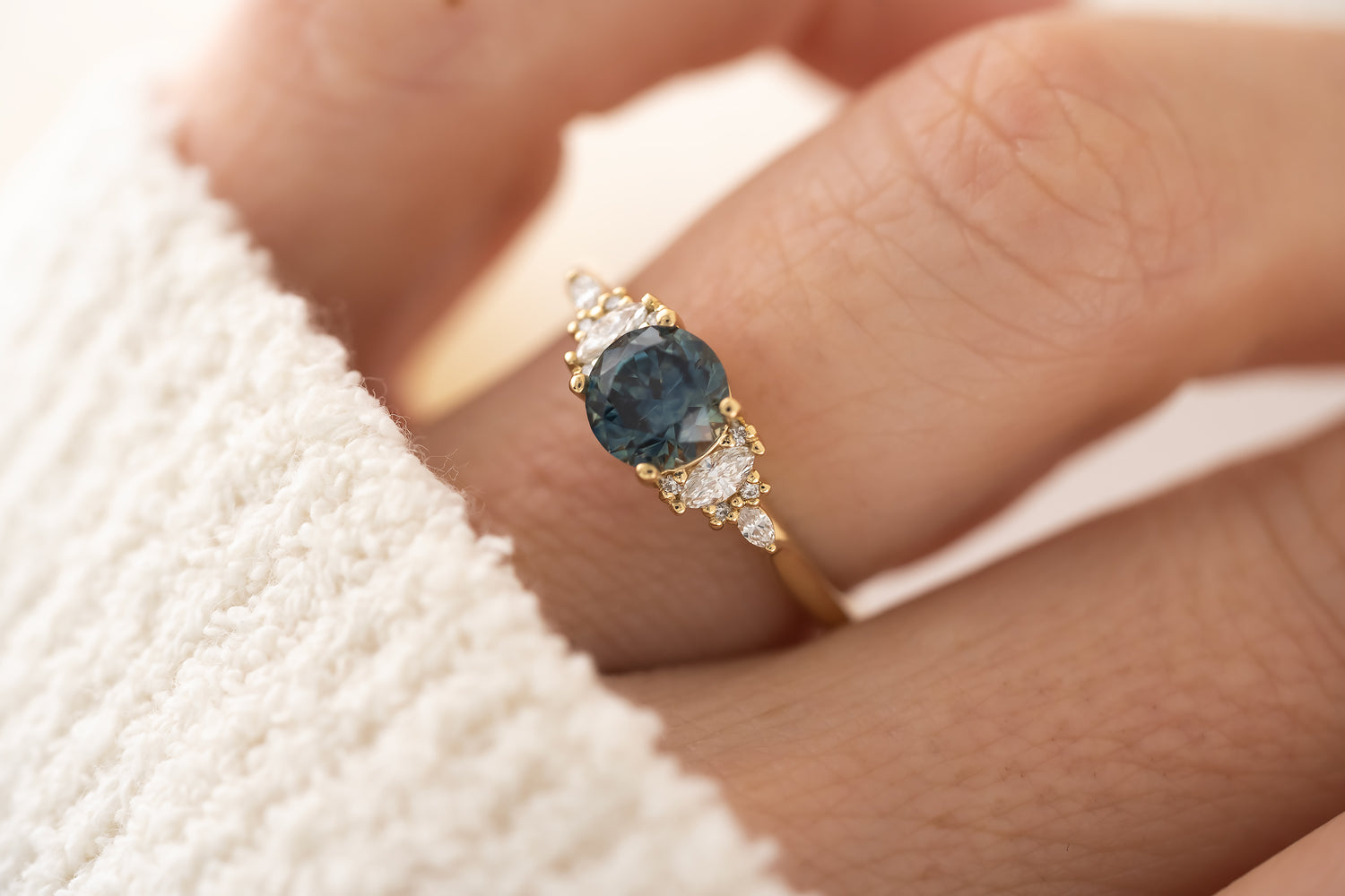 The Maeve Ring - 1.29 CT Round Navy Blue Montana Sapphire - Lavender Creek Gems