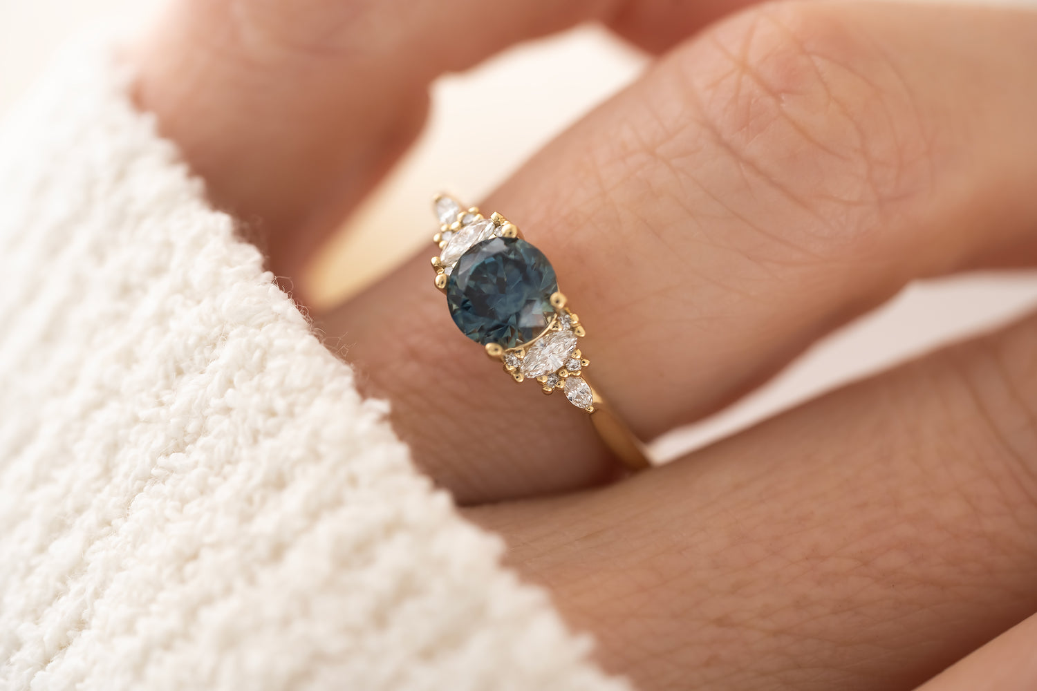 The Maeve Ring - 1.29 CT Round Navy Blue Montana Sapphire - Lavender Creek Gems