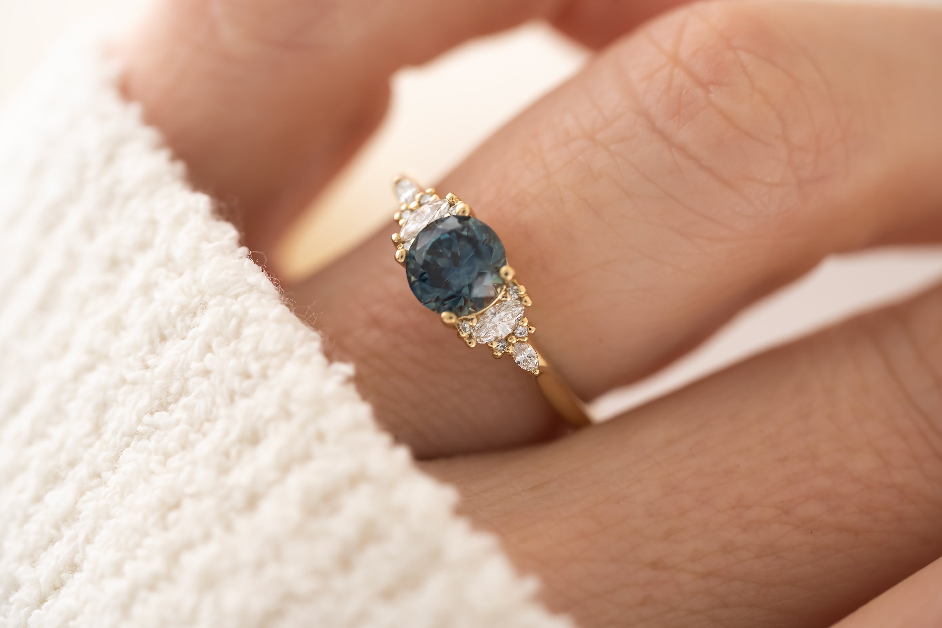 The Maeve Ring - 1.29 CT Round Navy Blue Montana Sapphire - Lavender Creek Gems