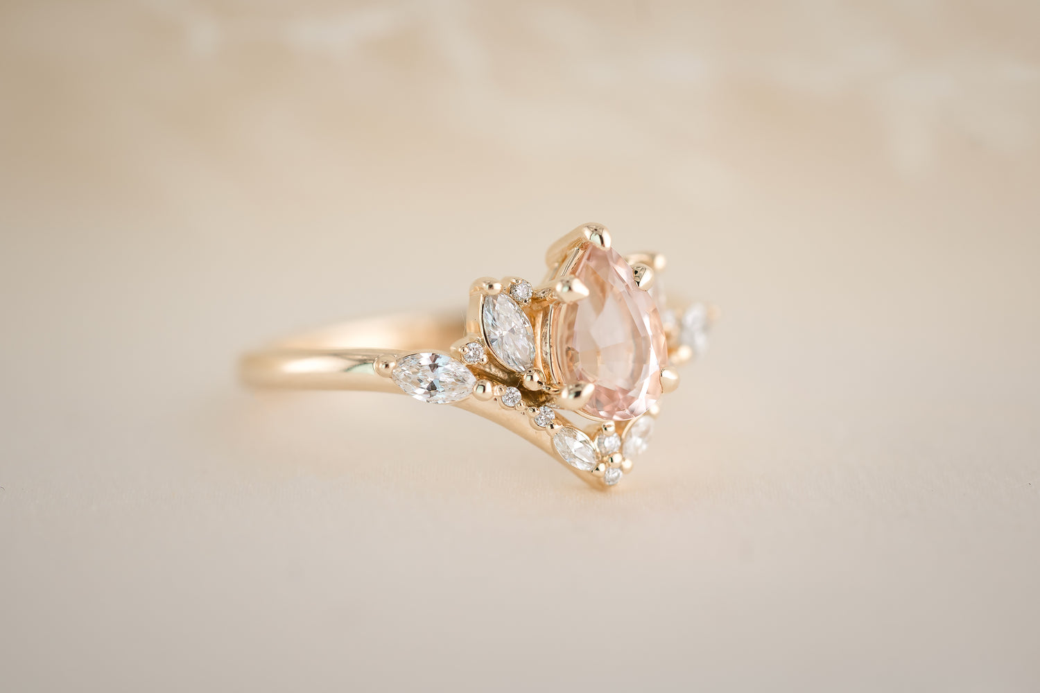 The Aurora 0.83 CT Pear Morganite Ring - Lavender Creek Gems