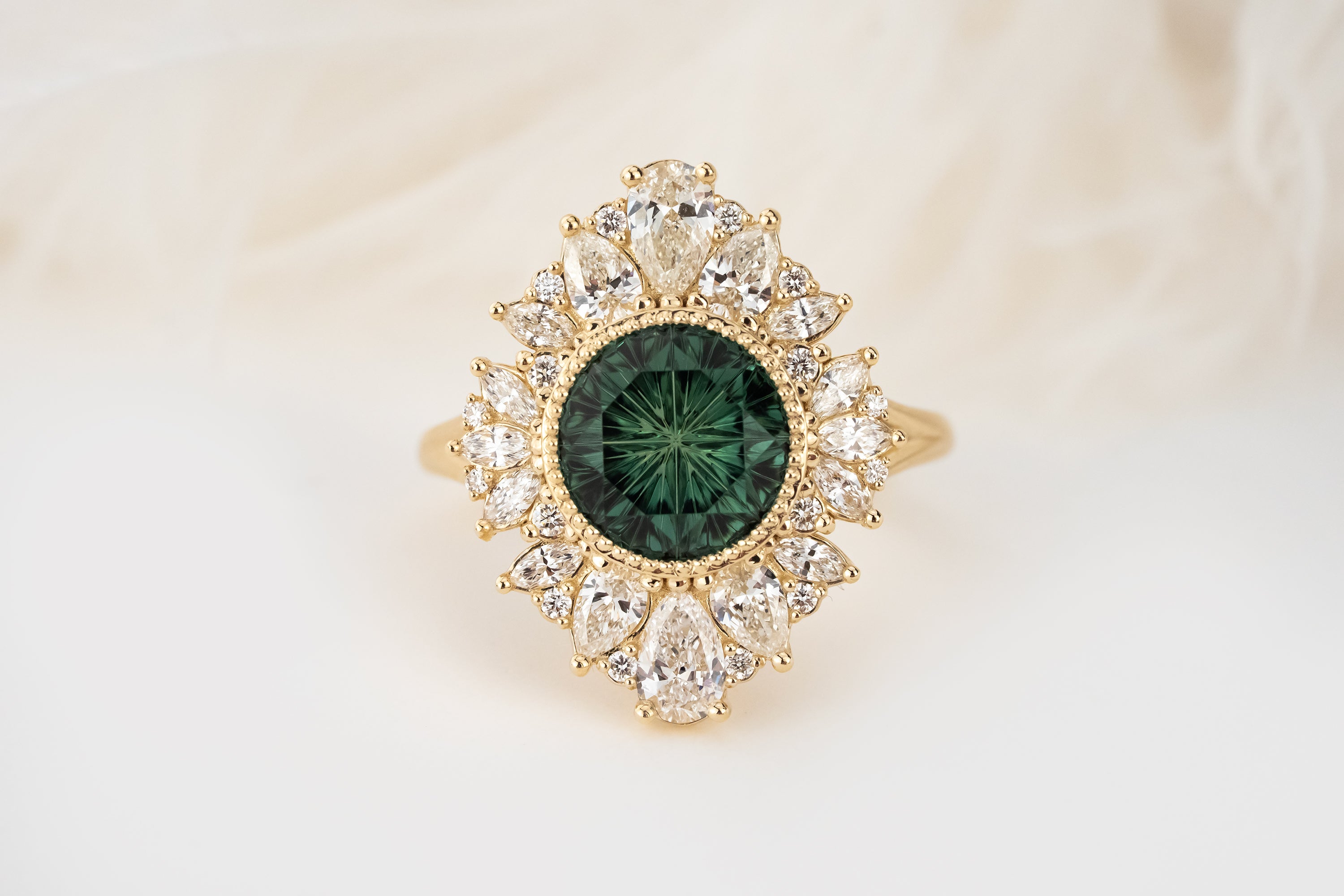 The Aurelia Ring | 2.67 CT Round Starbrite™ Teal Tourmaline - Lavender Creek Gems