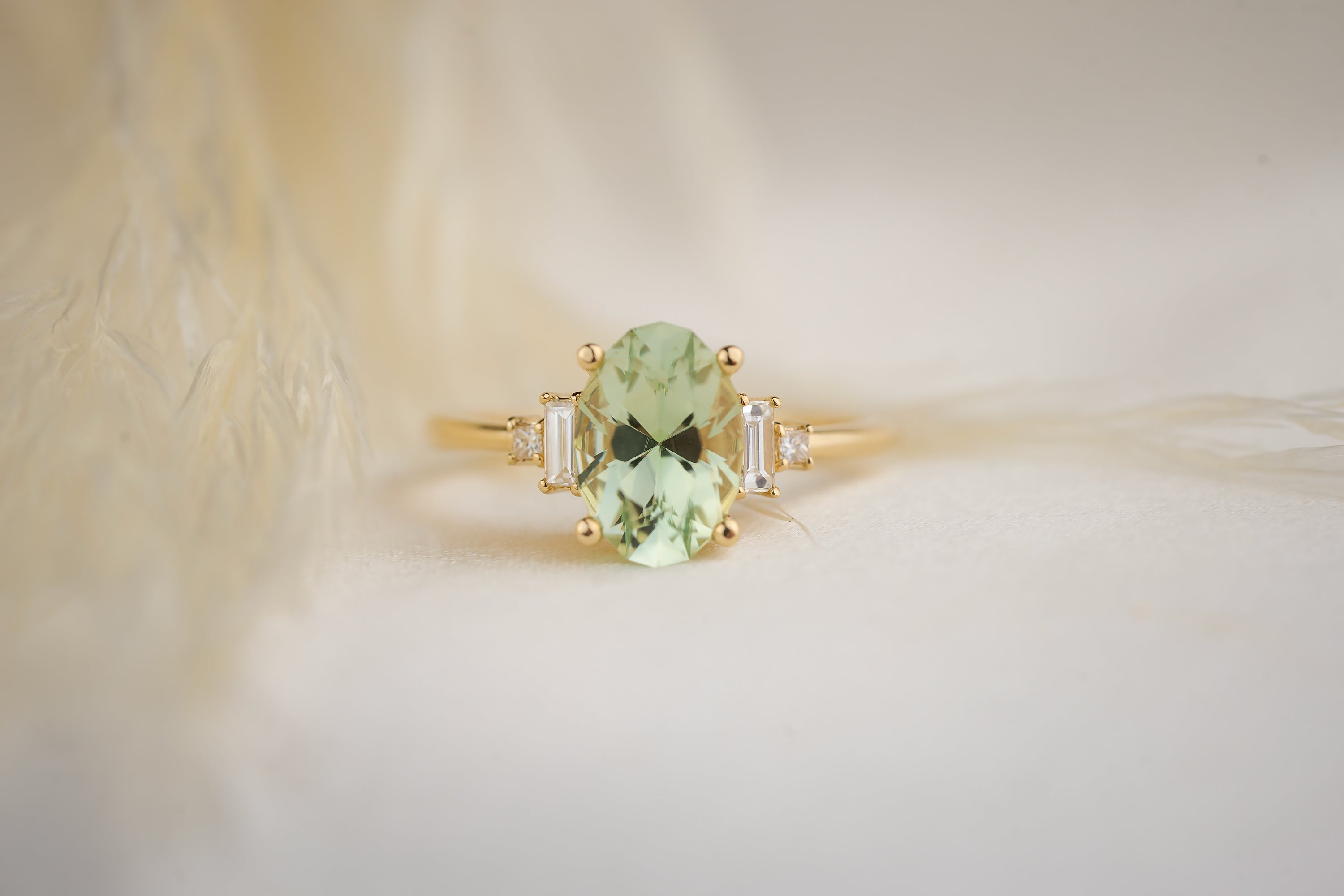 The Mira 2.1 CT Oval Mint Green Tourmaline Ring - Lavender Creek Gems