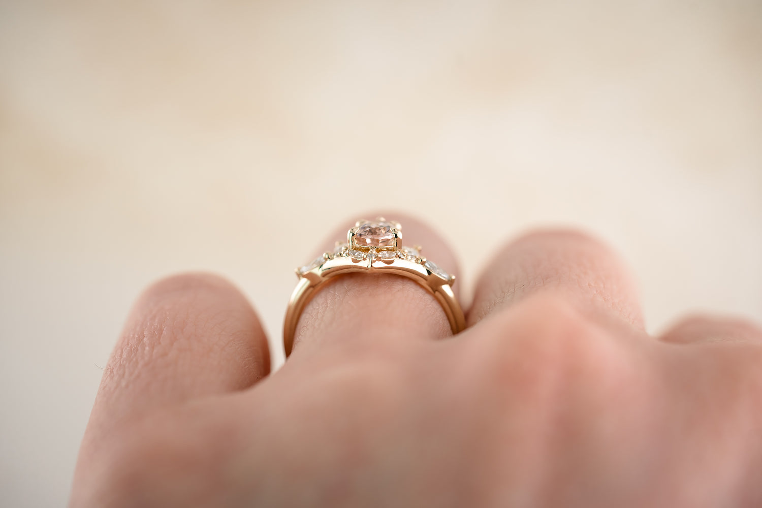 The Aurora 0.83 CT Pear Morganite Ring - Lavender Creek Gems