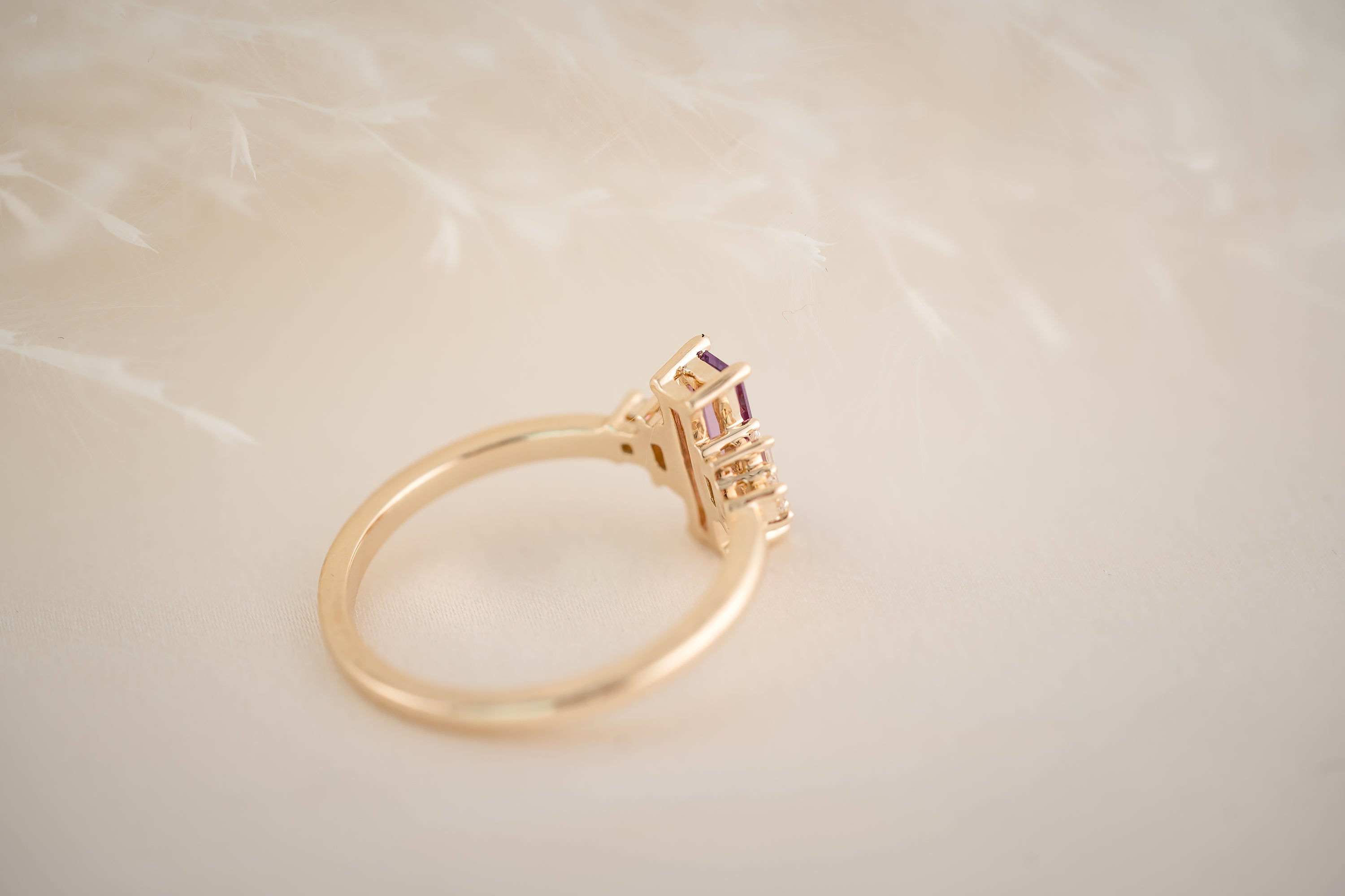 The Mira Ring | 0.65 CT Purple Baguette Sapphire - Lavender Creek Gems