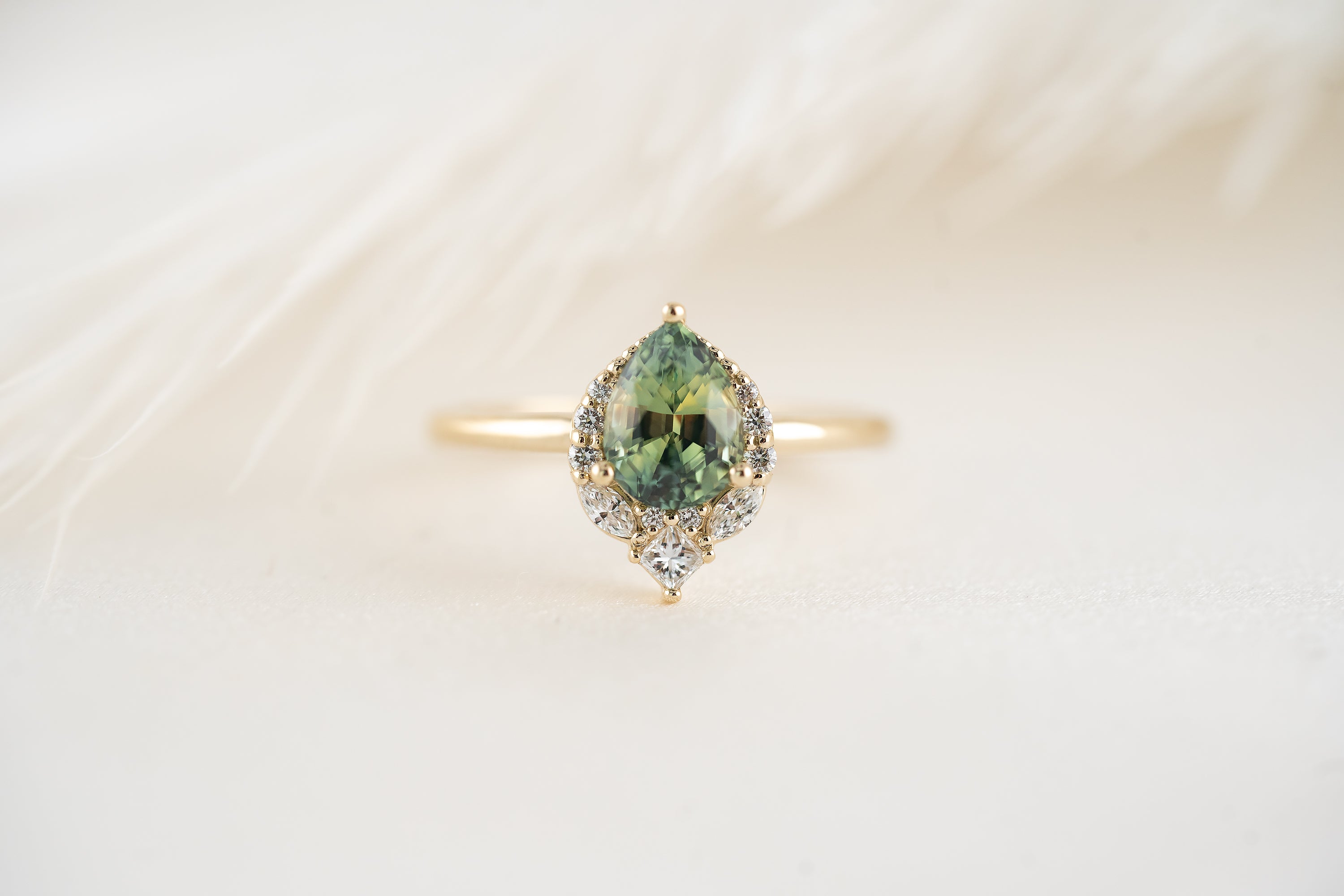 The Charlotte Ring | 1.39 CT Teal Green Sapphire - Lavender Creek Gems