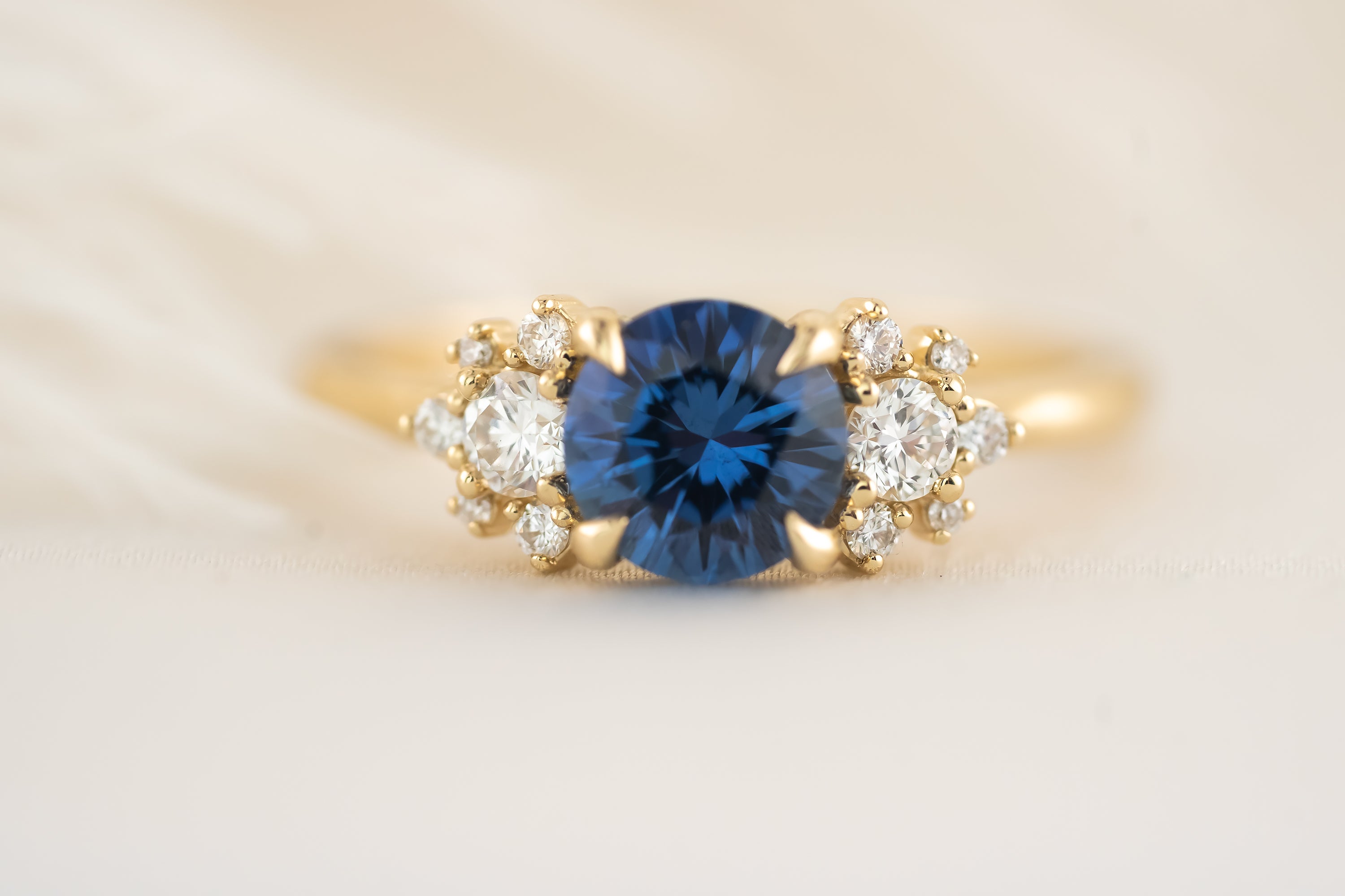 The Elise Ring - 1.22 CT Round Blue Sapphire - Lavender Creek Gems