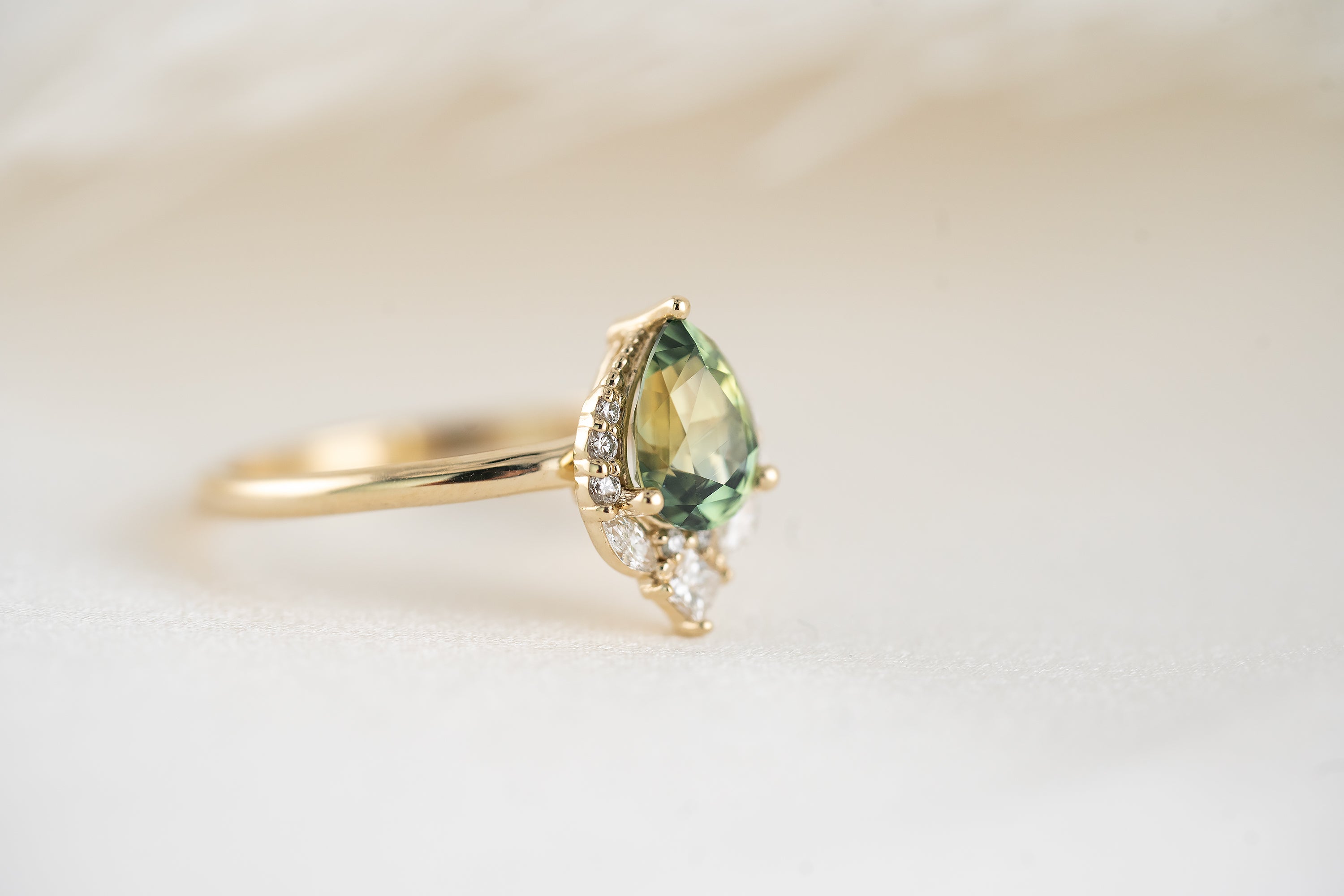 The Charlotte Ring | 1.39 CT Teal Green Sapphire - Lavender Creek Gems