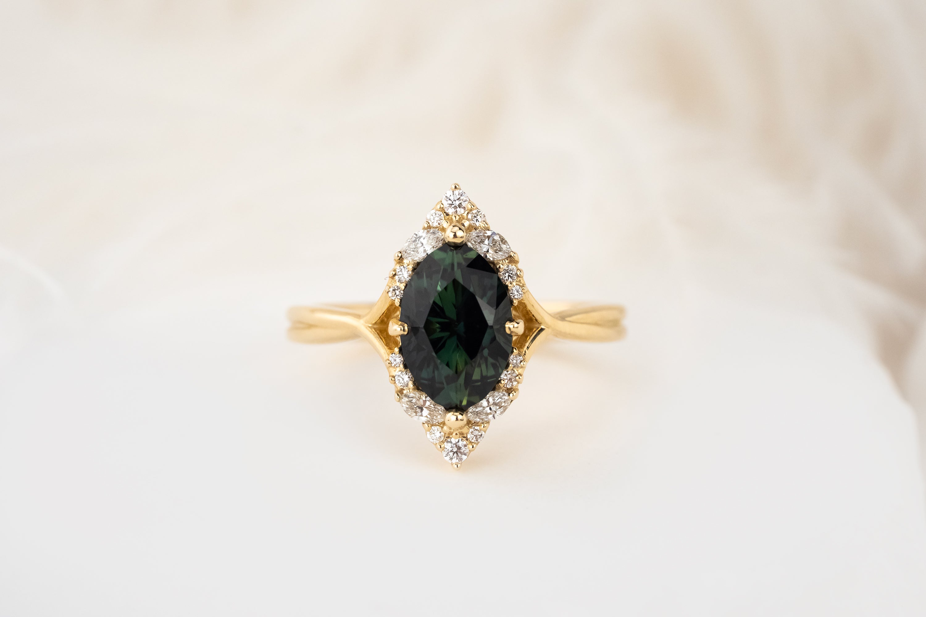 The Everlight Ring | 2.63 CT Oval Teal Green Sapphire - Lavender Creek Gems