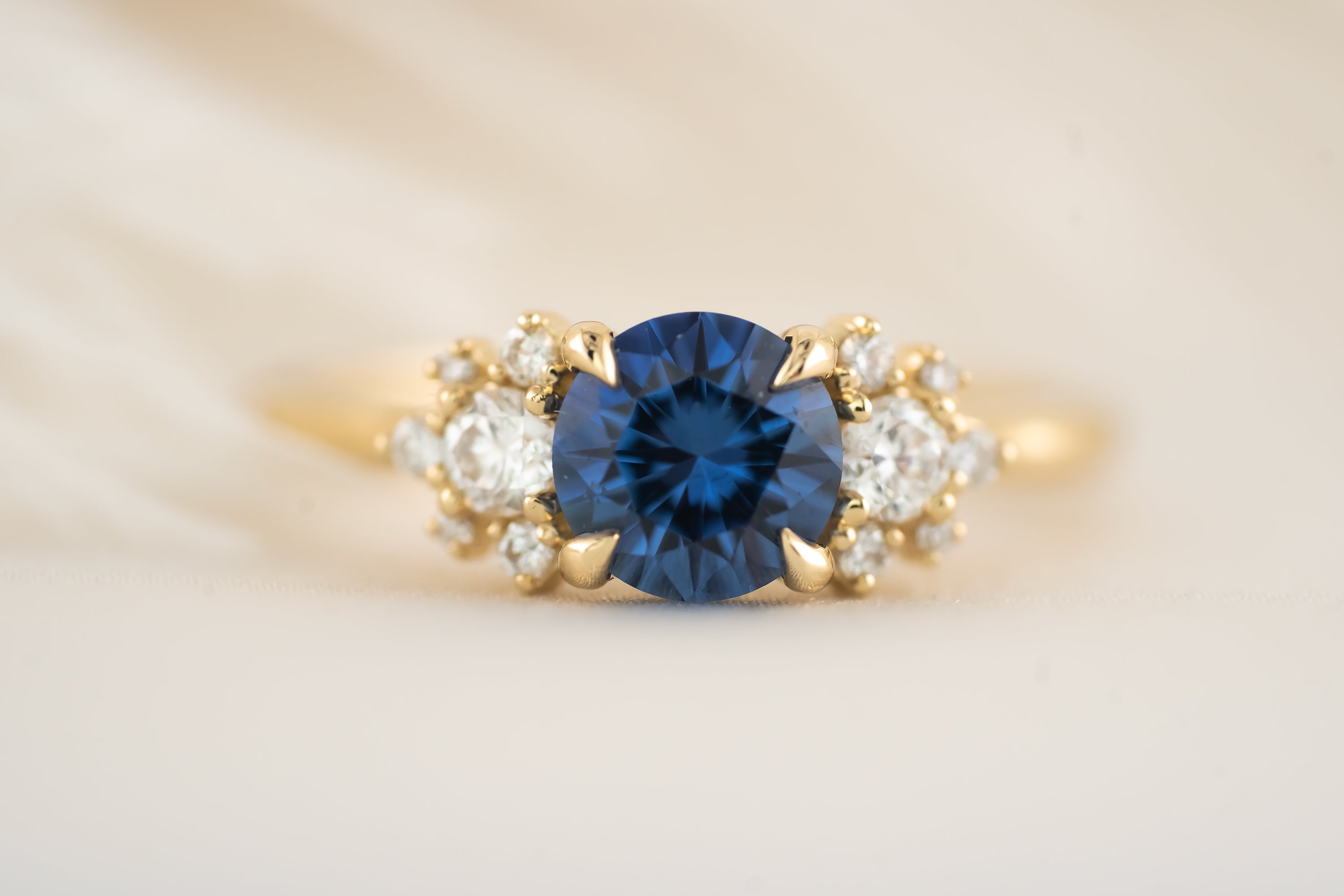 The Elise Ring - 1.22 CT Round Blue Sapphire - Lavender Creek Gems