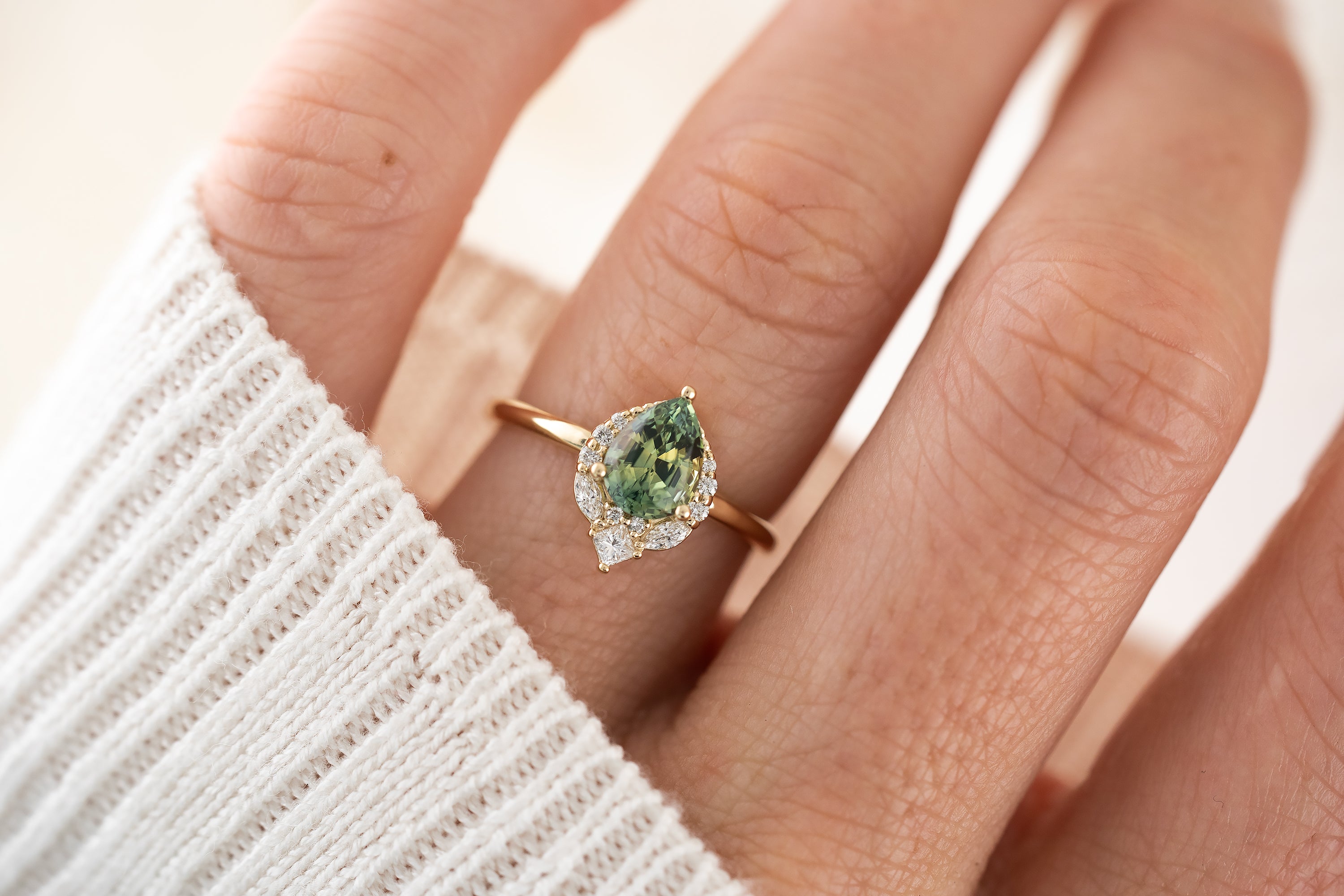 The Charlotte Ring | 1.39 CT Teal Green Sapphire - Lavender Creek Gems