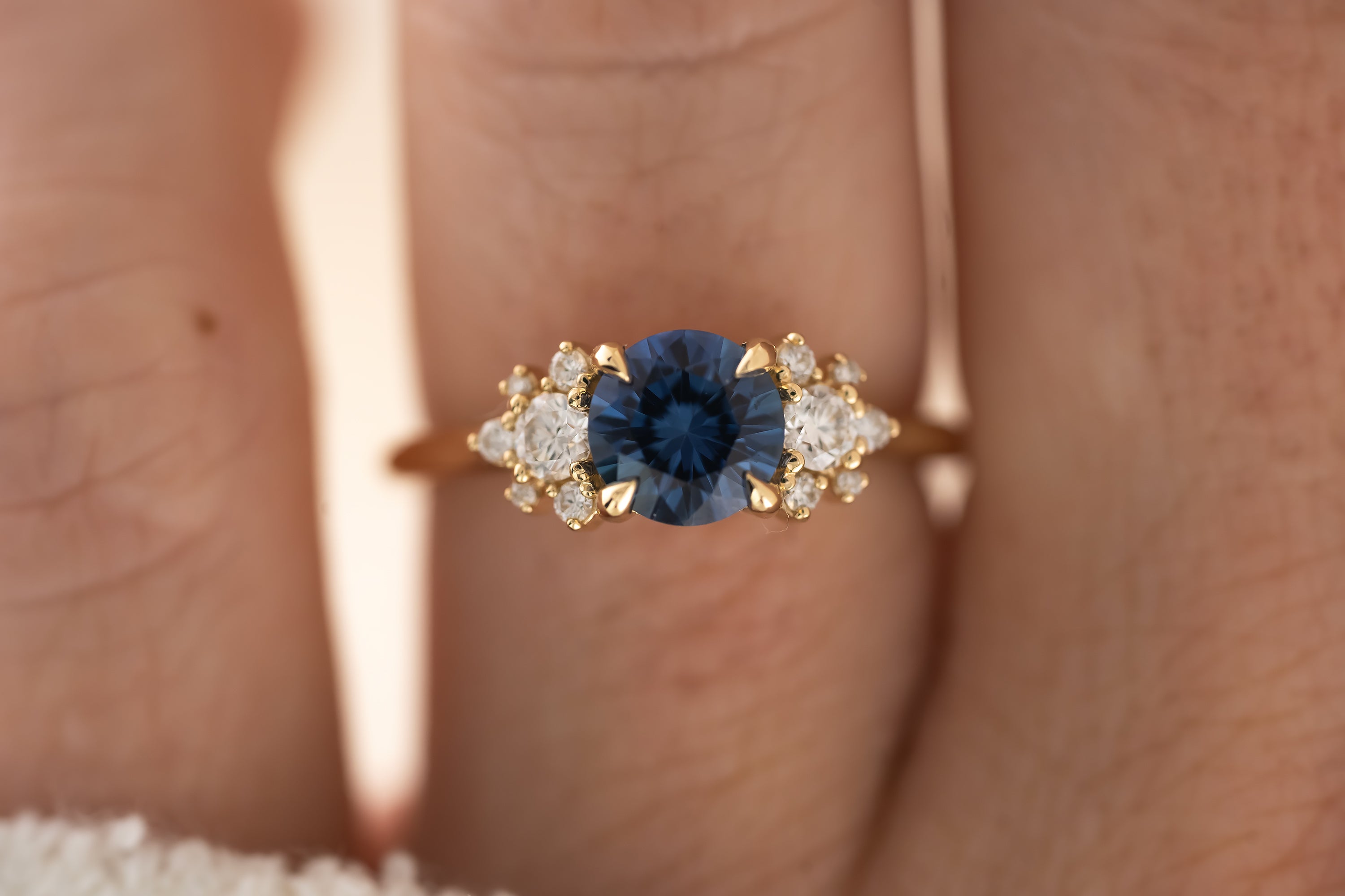 The Elise Ring - 1.22 CT Round Blue Sapphire - Lavender Creek Gems