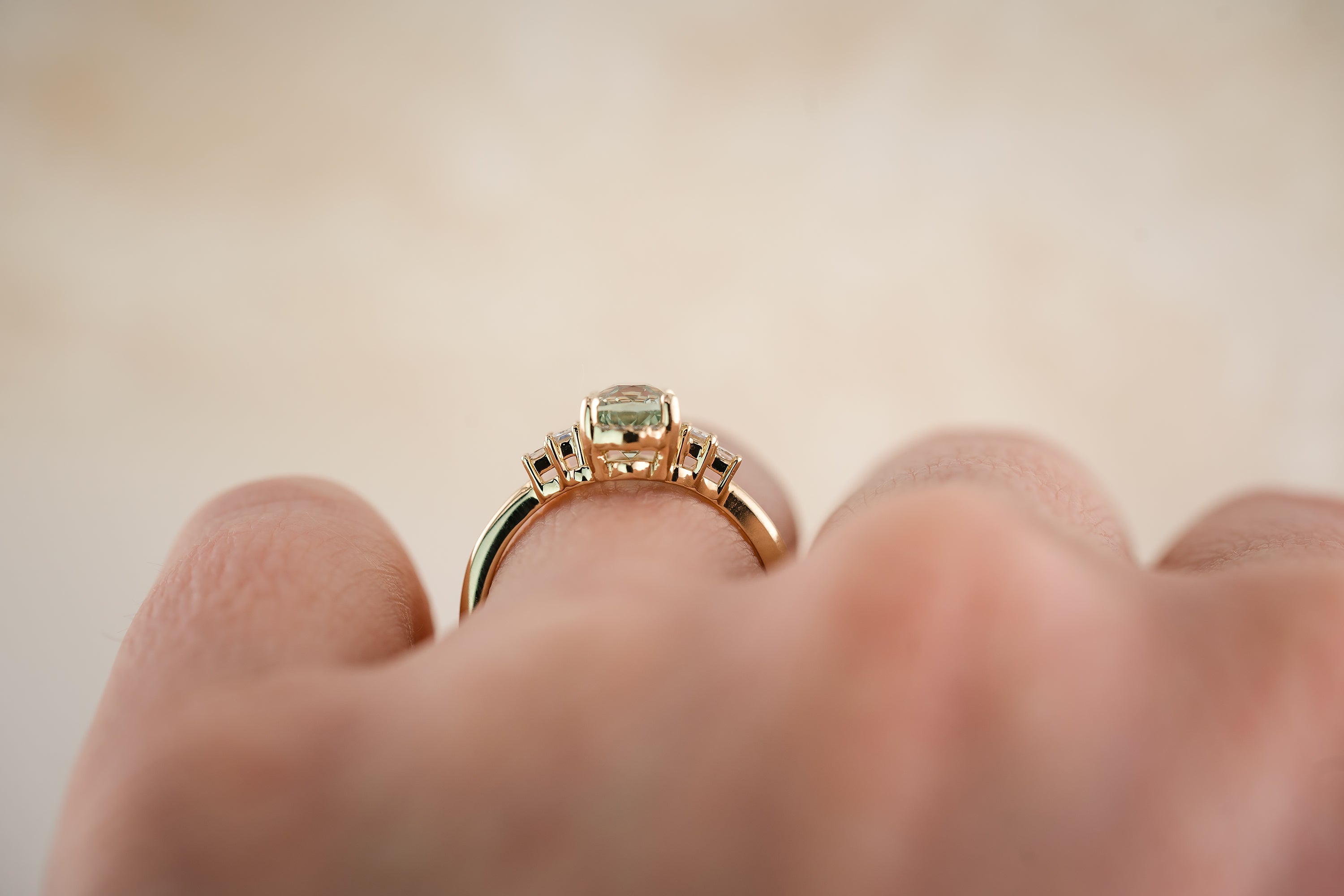 The Sura 2.03 CT Antique Cushion Mint Green Sapphire Ring - Lavender Creek Gems