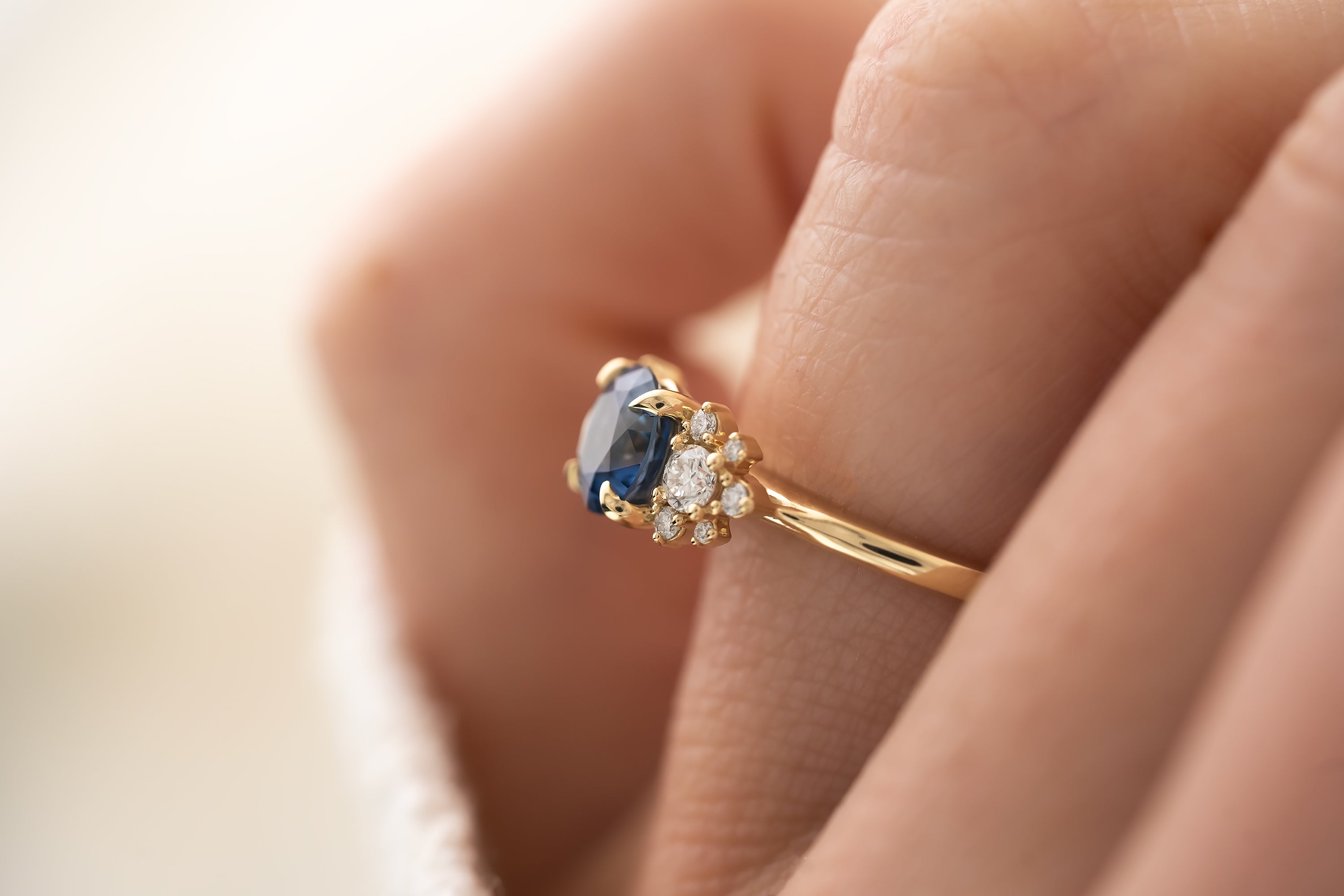 The Elise Ring - 1.22 CT Round Blue Sapphire - Lavender Creek Gems