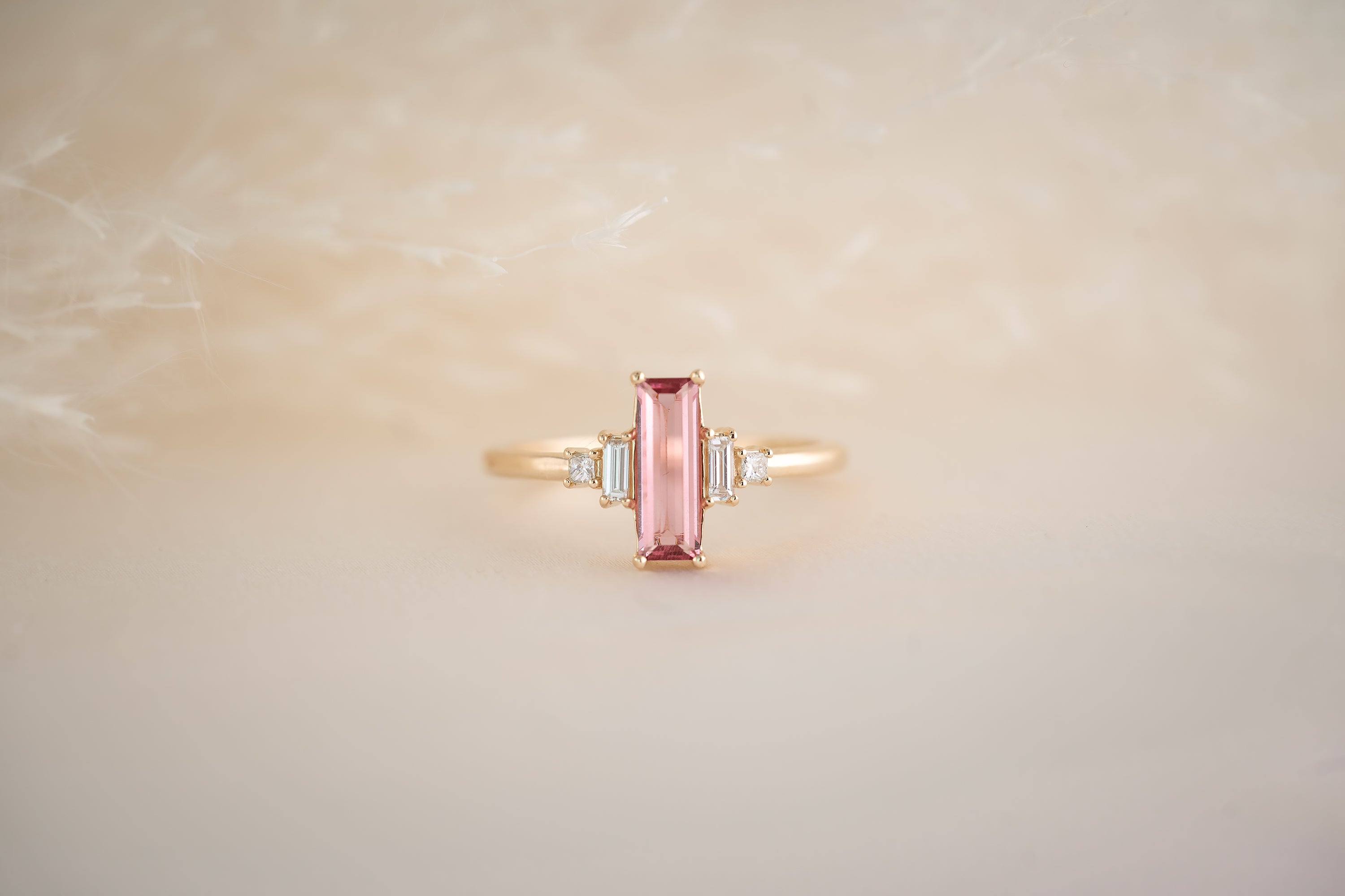 The Mira 0.74 CT Pink Baguette Sapphire Ring - Lavender Creek Gems