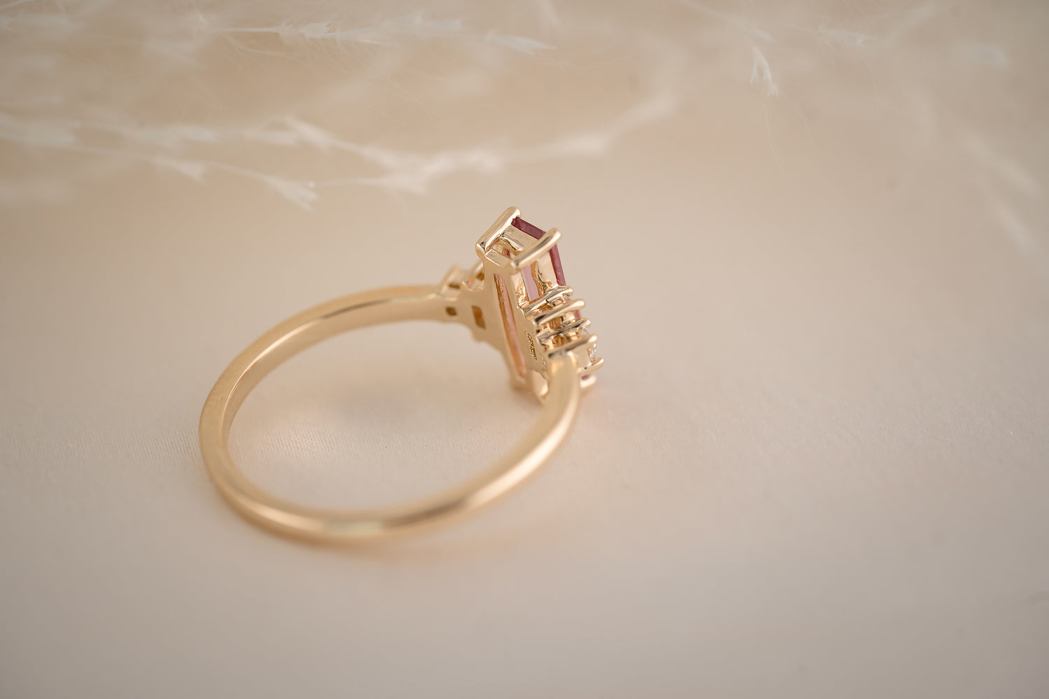 The Mira 0.74 CT Pink Baguette Sapphire Ring - Lavender Creek Gems