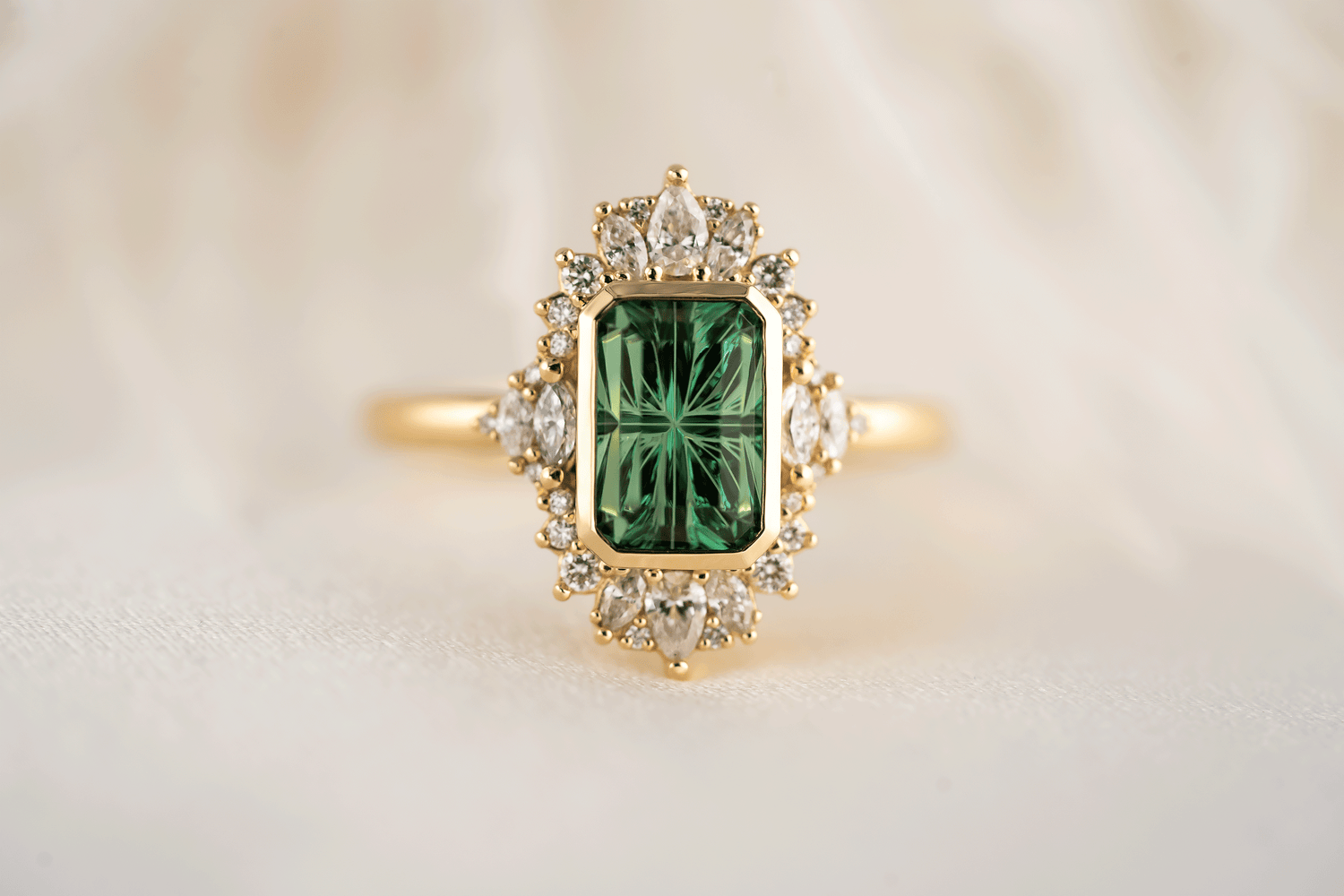 The Ethereal Ring | 2.09 CT Rectangular Starbrite™ Green Tourmaline - Lavender Creek Gems