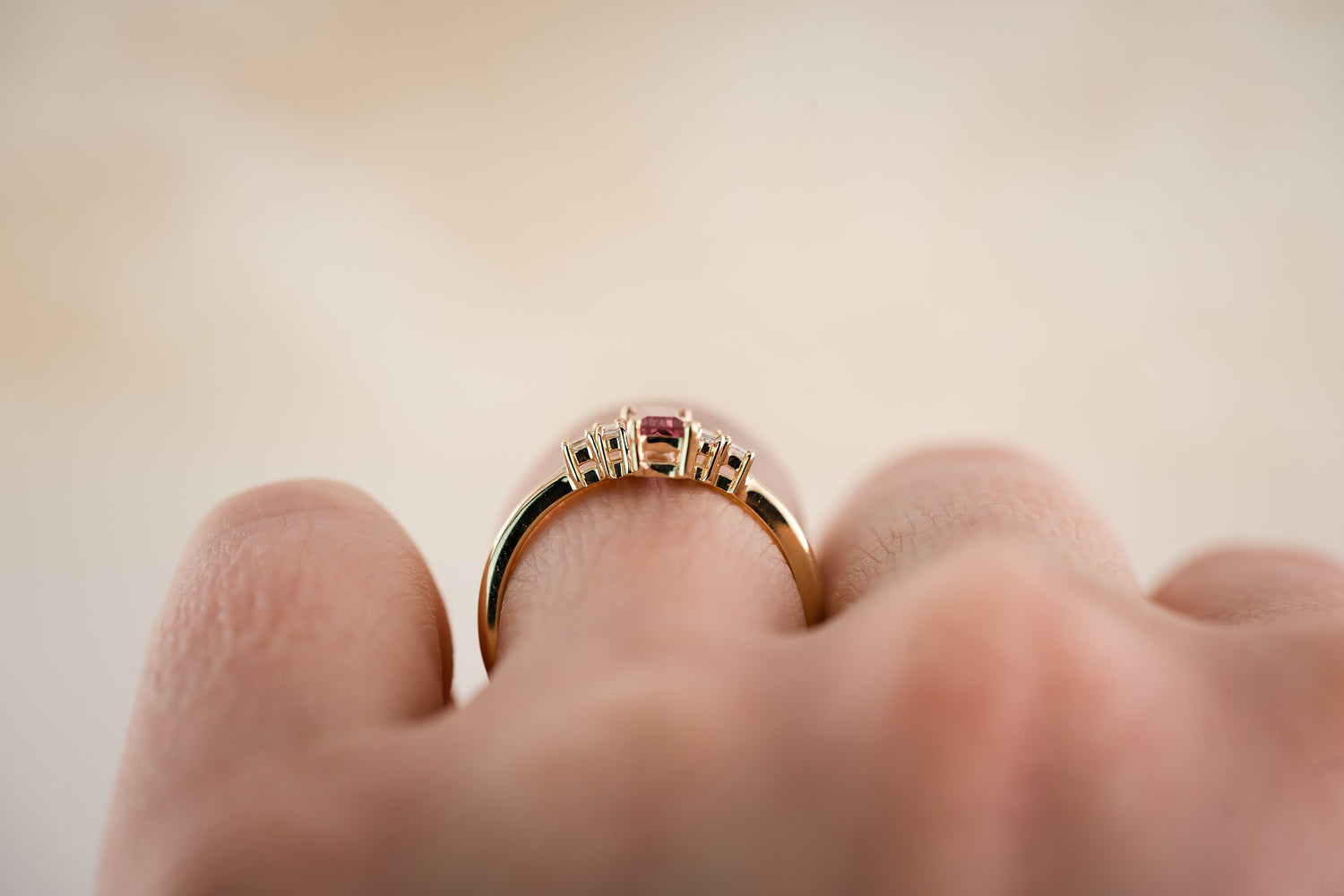 The Mira 0.74 CT Pink Baguette Sapphire Ring - Lavender Creek Gems