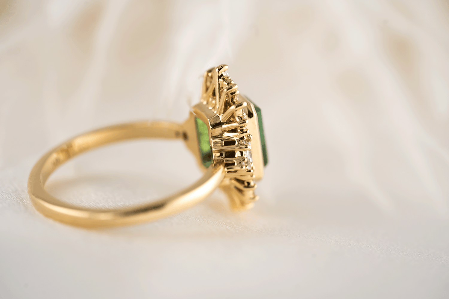 The Ethereal Ring | 2.09 CT Rectangular Starbrite™ Green Tourmaline - Lavender Creek Gems
