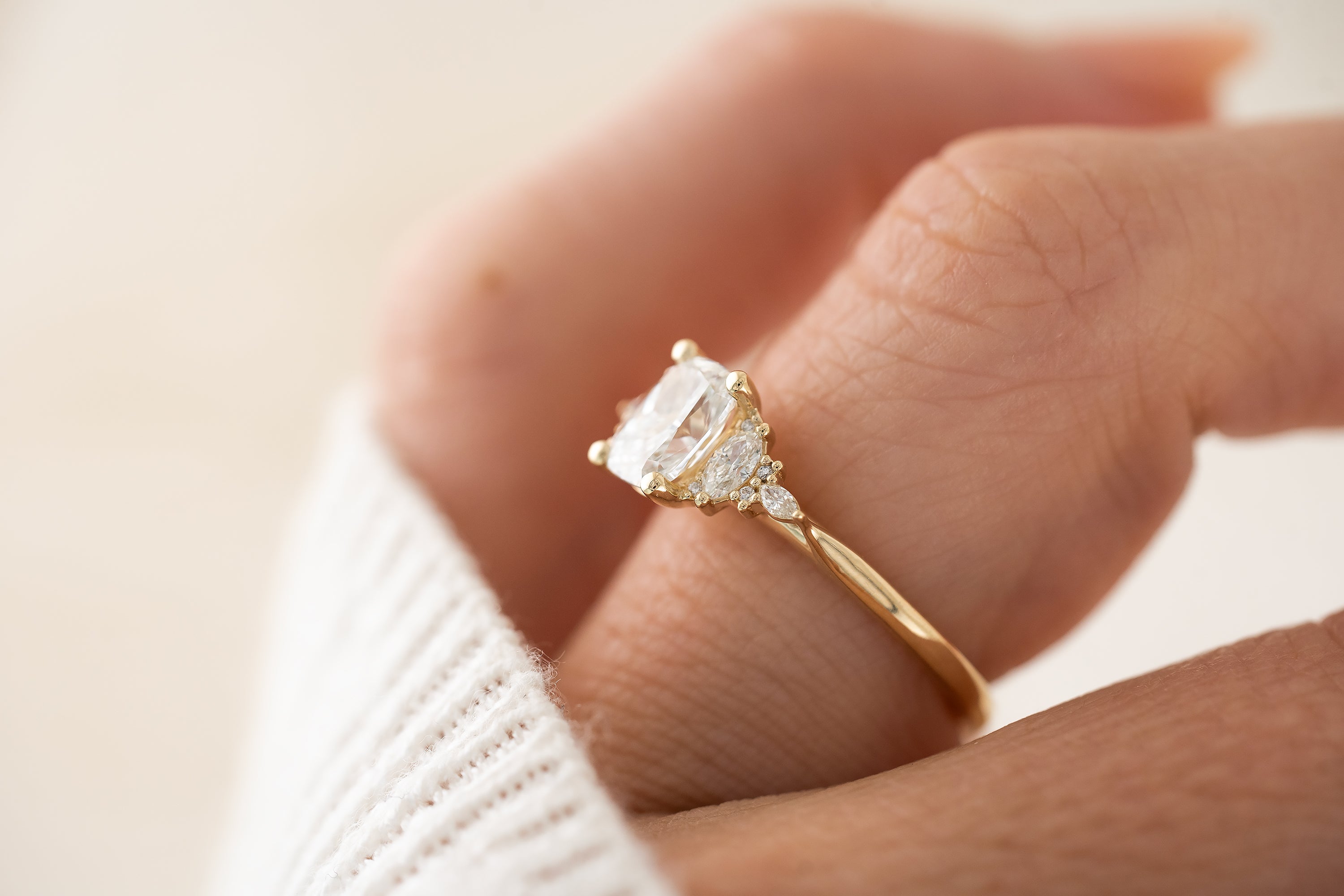The Maeve Ring | Elongated Cushion Diamond - Lavender Creek Gems