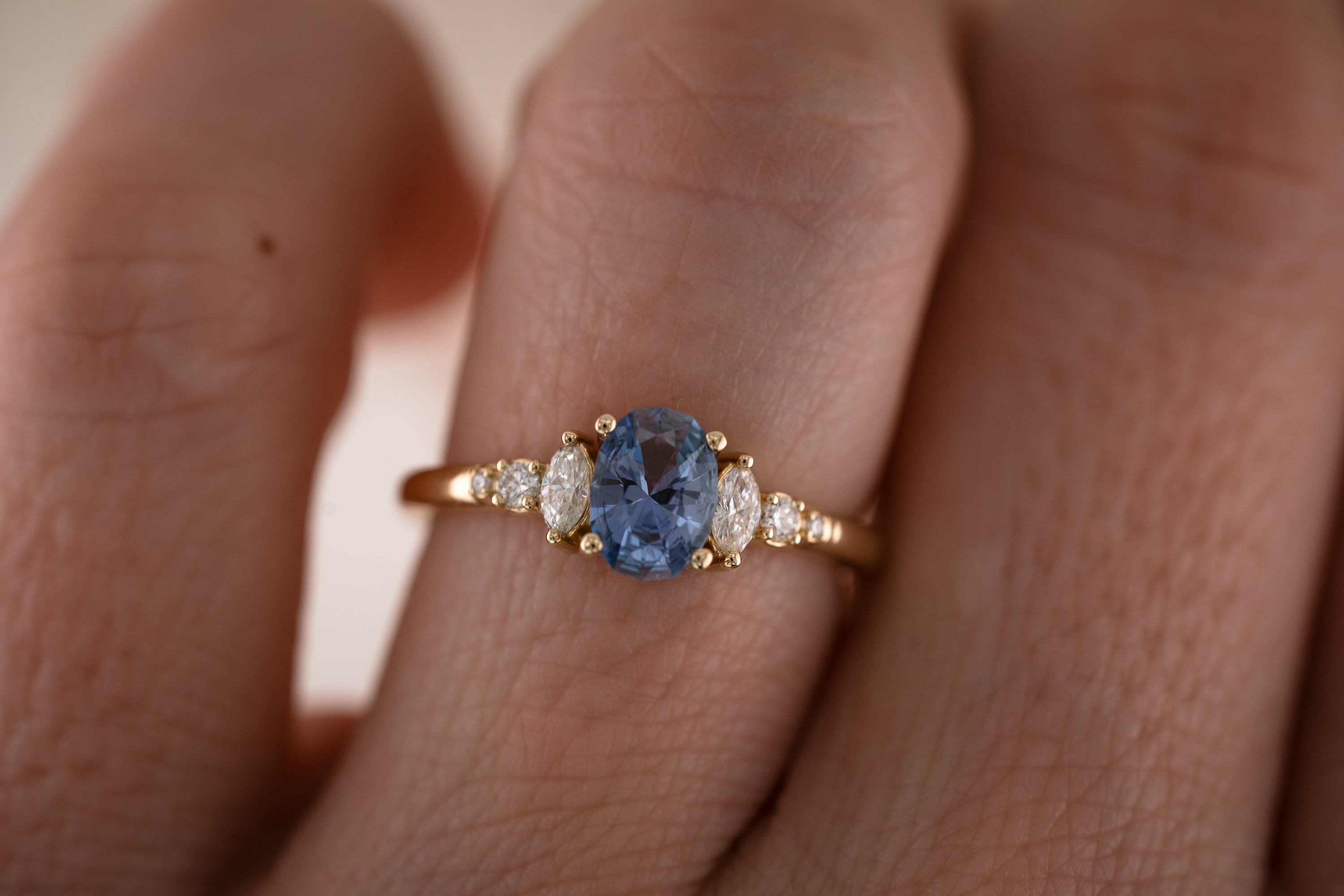 The Ivy 0.82 CT Oval Denim Blue Sapphire Ring - Lavender Creek Gems