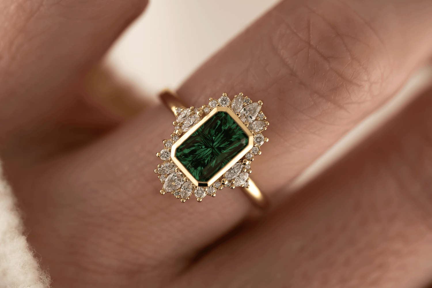 The Ethereal Ring | 2.09 CT Rectangular Starbrite™ Green Tourmaline - Lavender Creek Gems