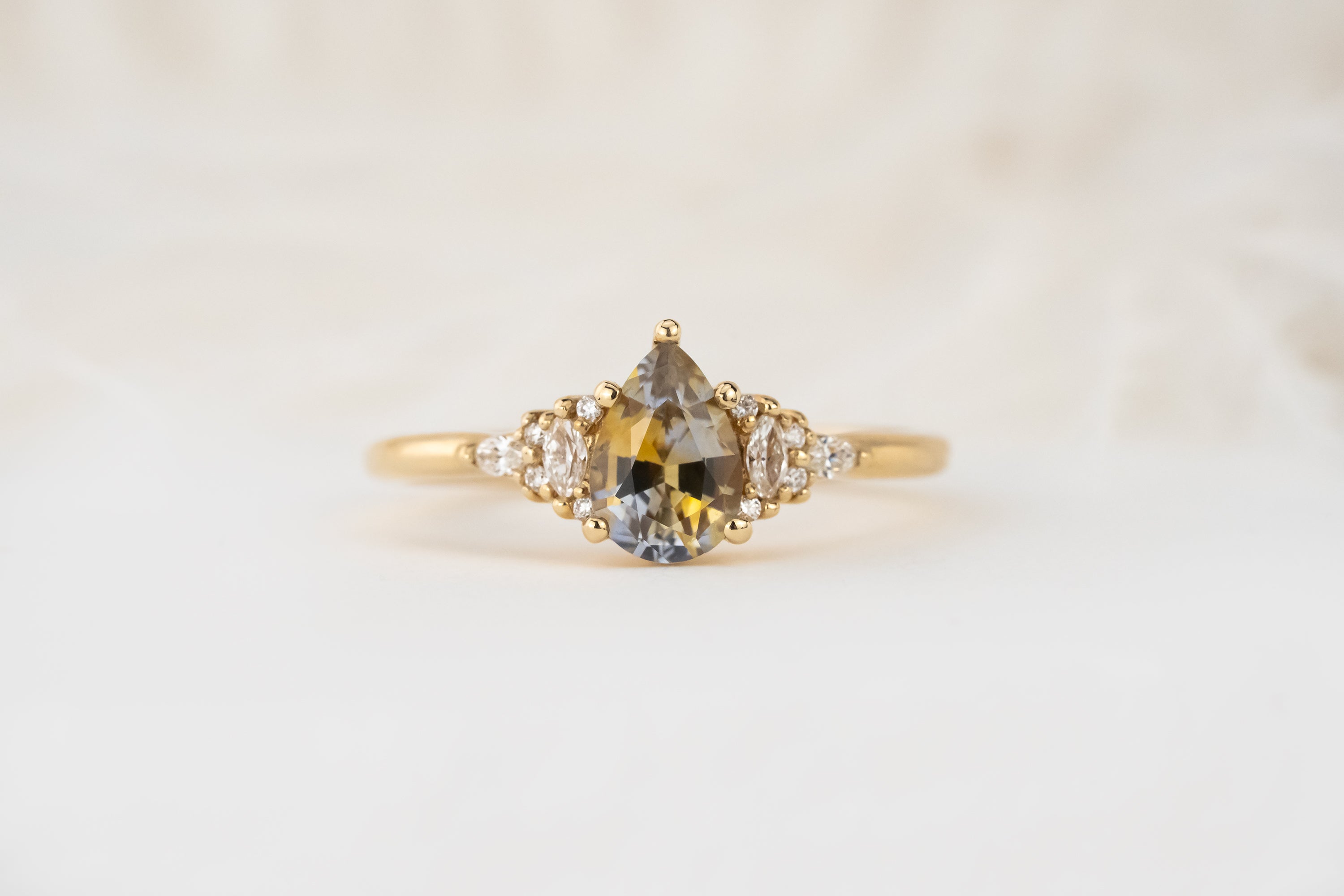 The Mini Maeve Ring | 0.88 CT Pear Bicolor Montana Sapphire - Lavender Creek Gems