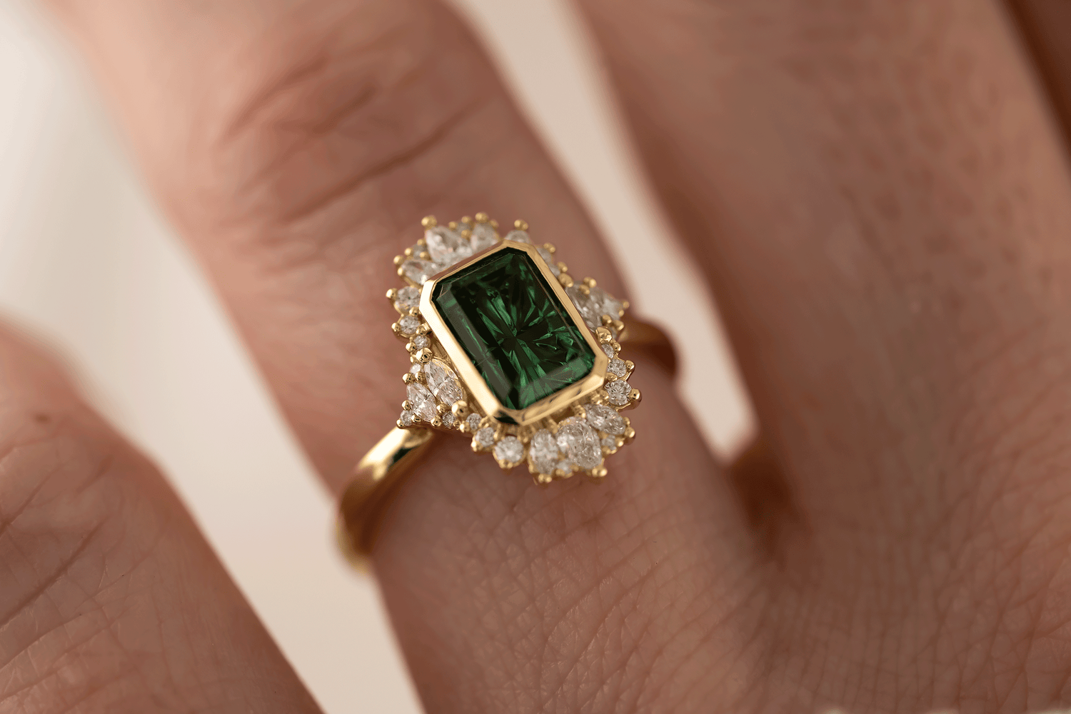The Ethereal Ring | 2.09 CT Rectangular Starbrite™ Green Tourmaline - Lavender Creek Gems