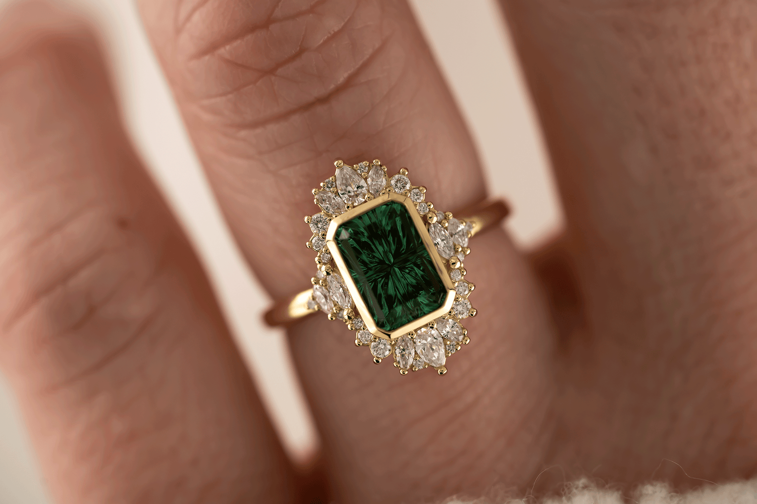 The Ethereal Ring | 2.09 CT Rectangular Starbrite™ Green Tourmaline - Lavender Creek Gems