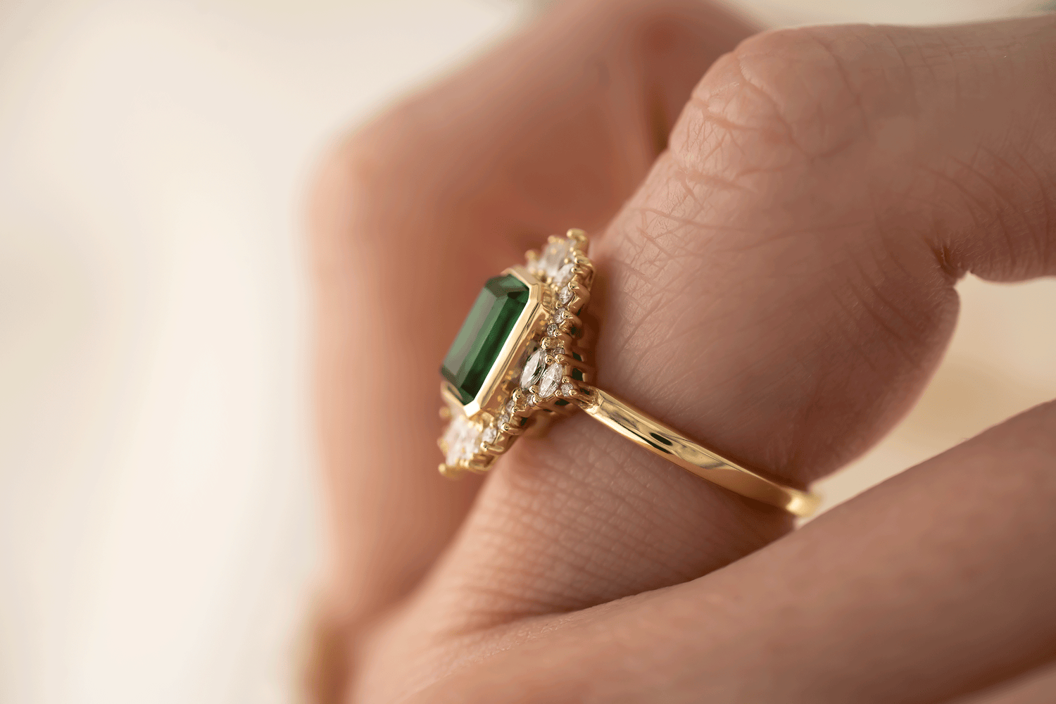The Ethereal Ring | 2.09 CT Rectangular Starbrite™ Green Tourmaline - Lavender Creek Gems