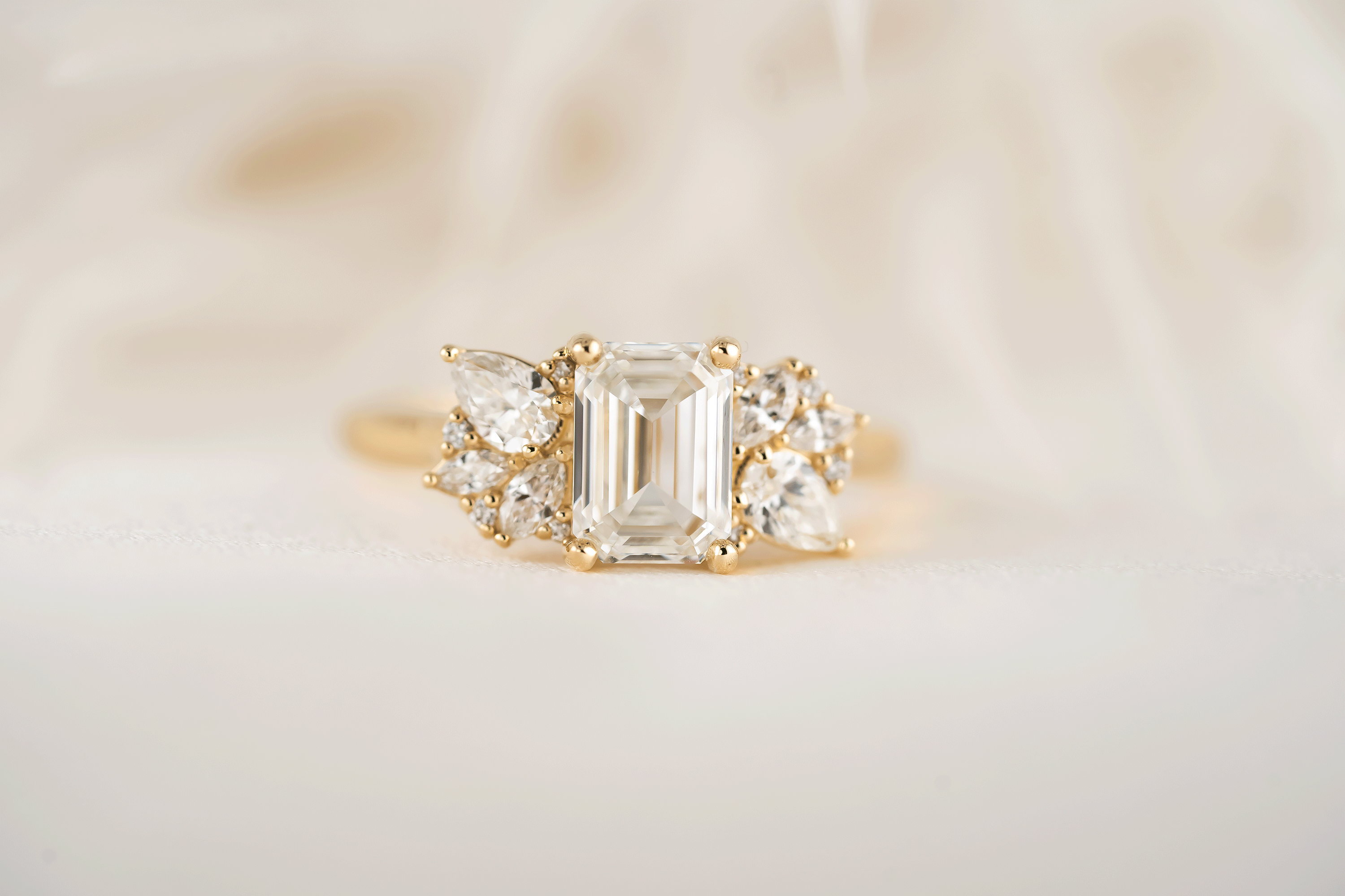 The All Diamond Fleur Ring | Emerald Cut Diamond - Lavender Creek Gems