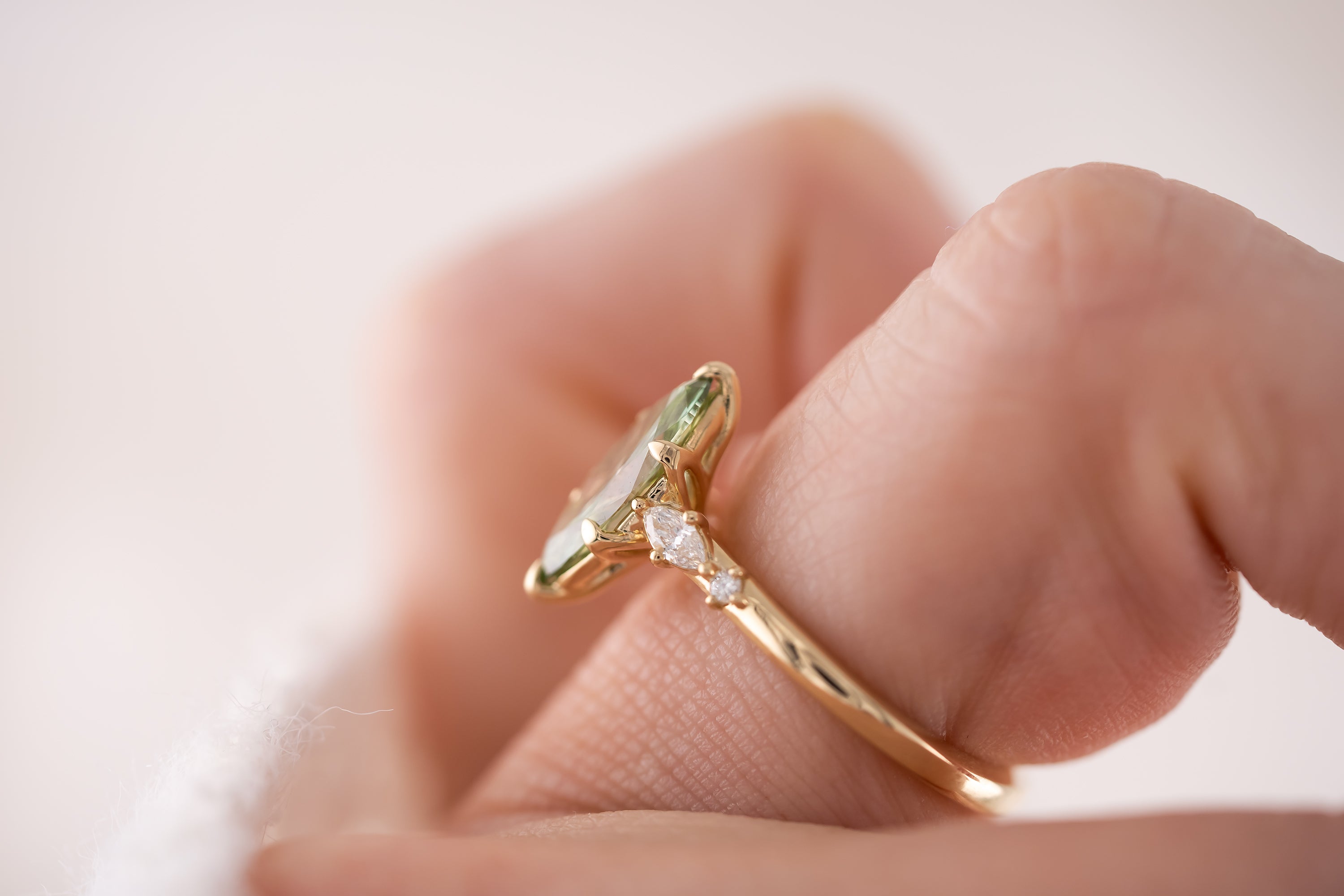 The Skye Ring | 1.56 CT Marquise Green Diamond - Lavender Creek Gems