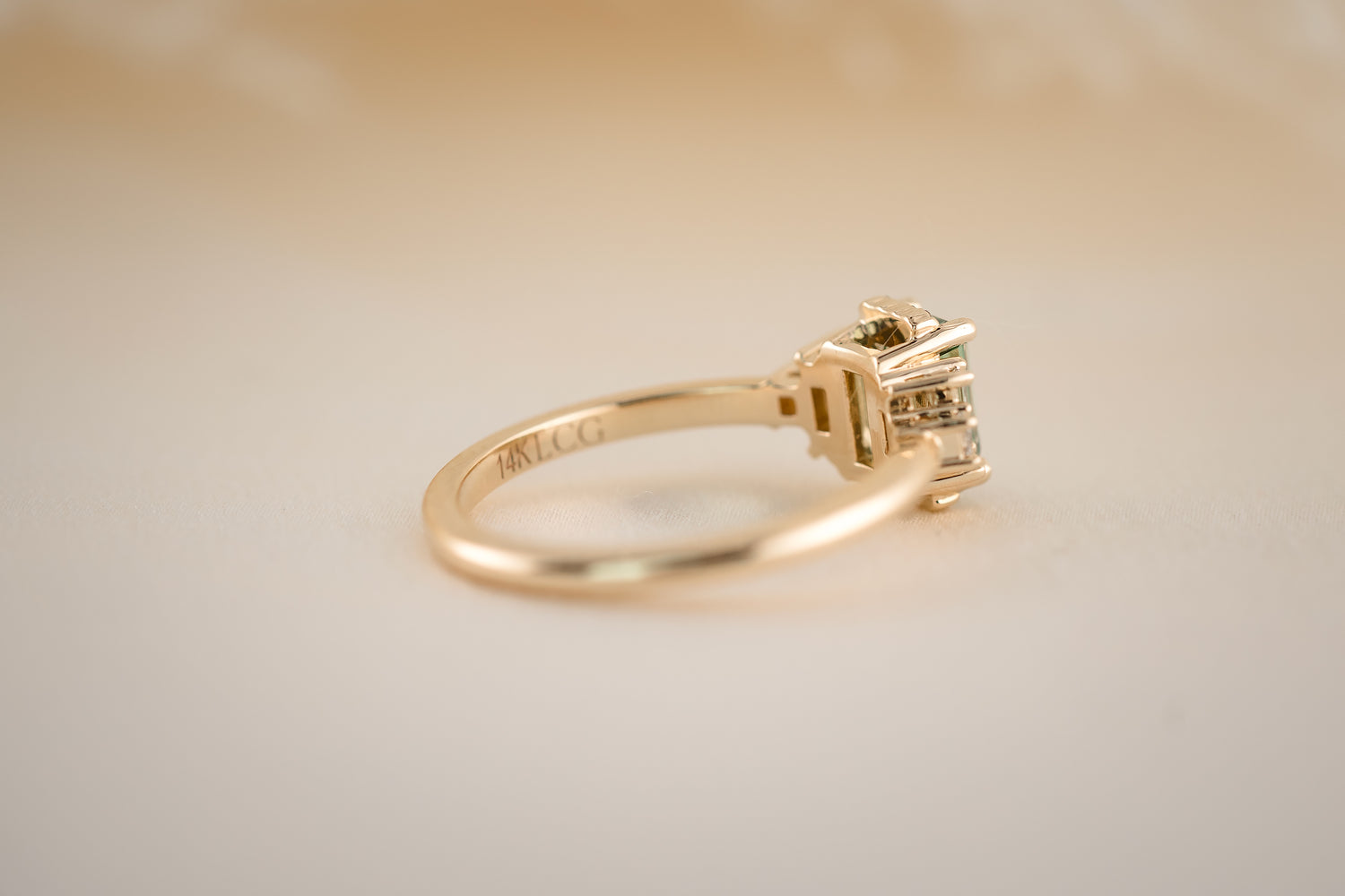 The Sura 1.02 CT Emerald Cut Green Diamond Ring - Lavender Creek Gems