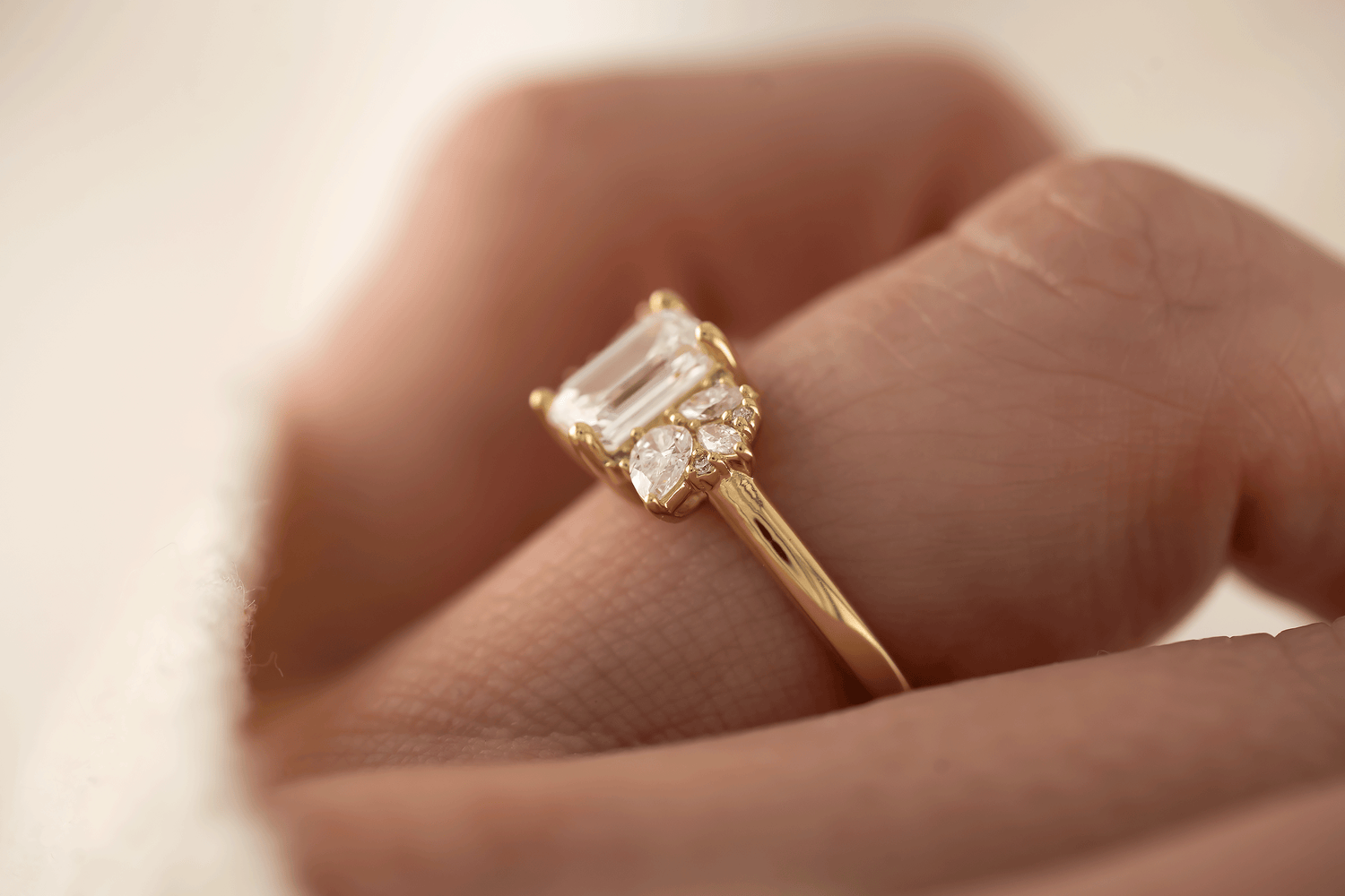 The All Diamond Fleur Ring | Emerald Cut Diamond - Lavender Creek Gems