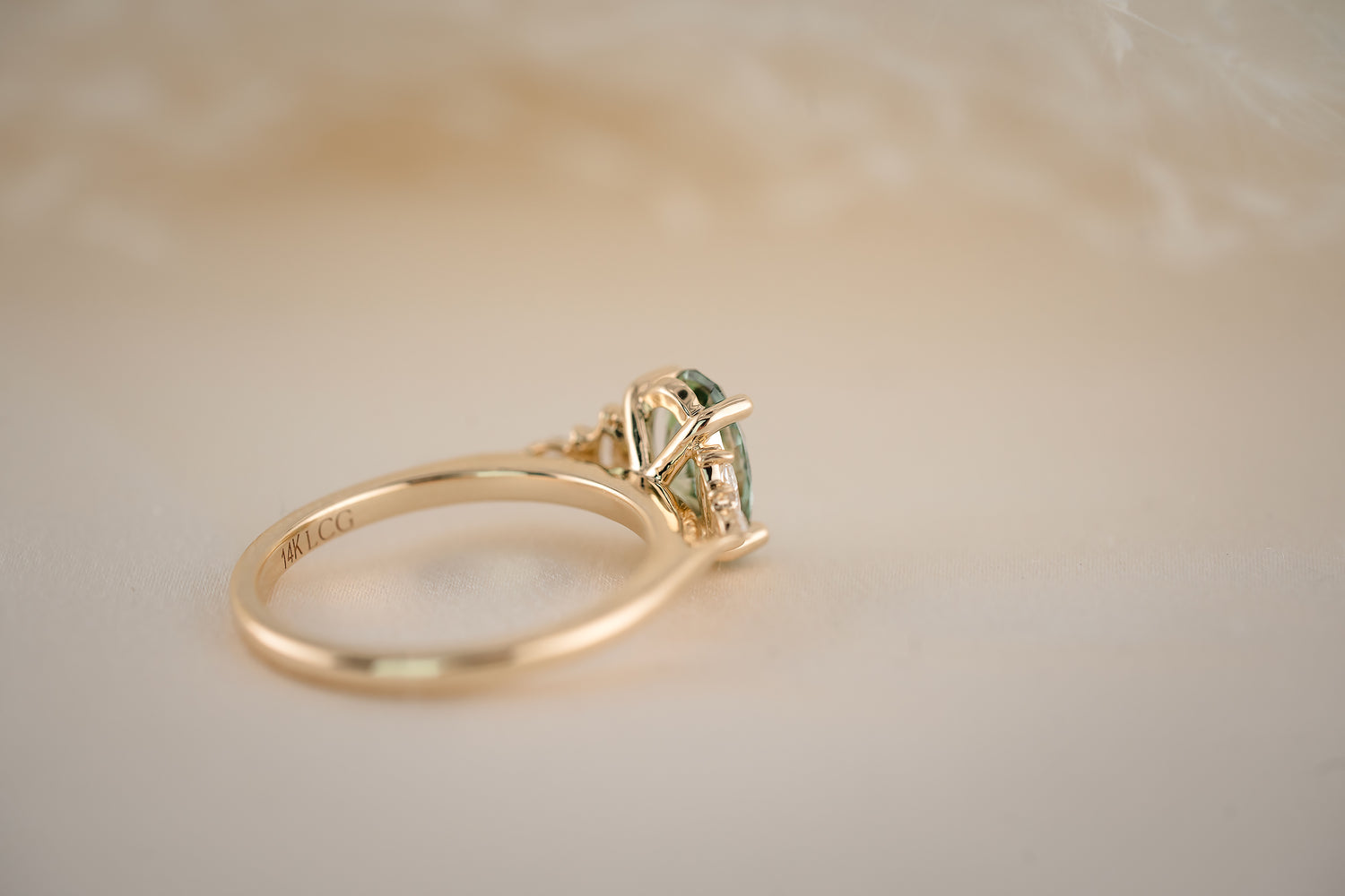The Maeve 1.18 CT Oval Green Diamond Ring - Lavender Creek Gems