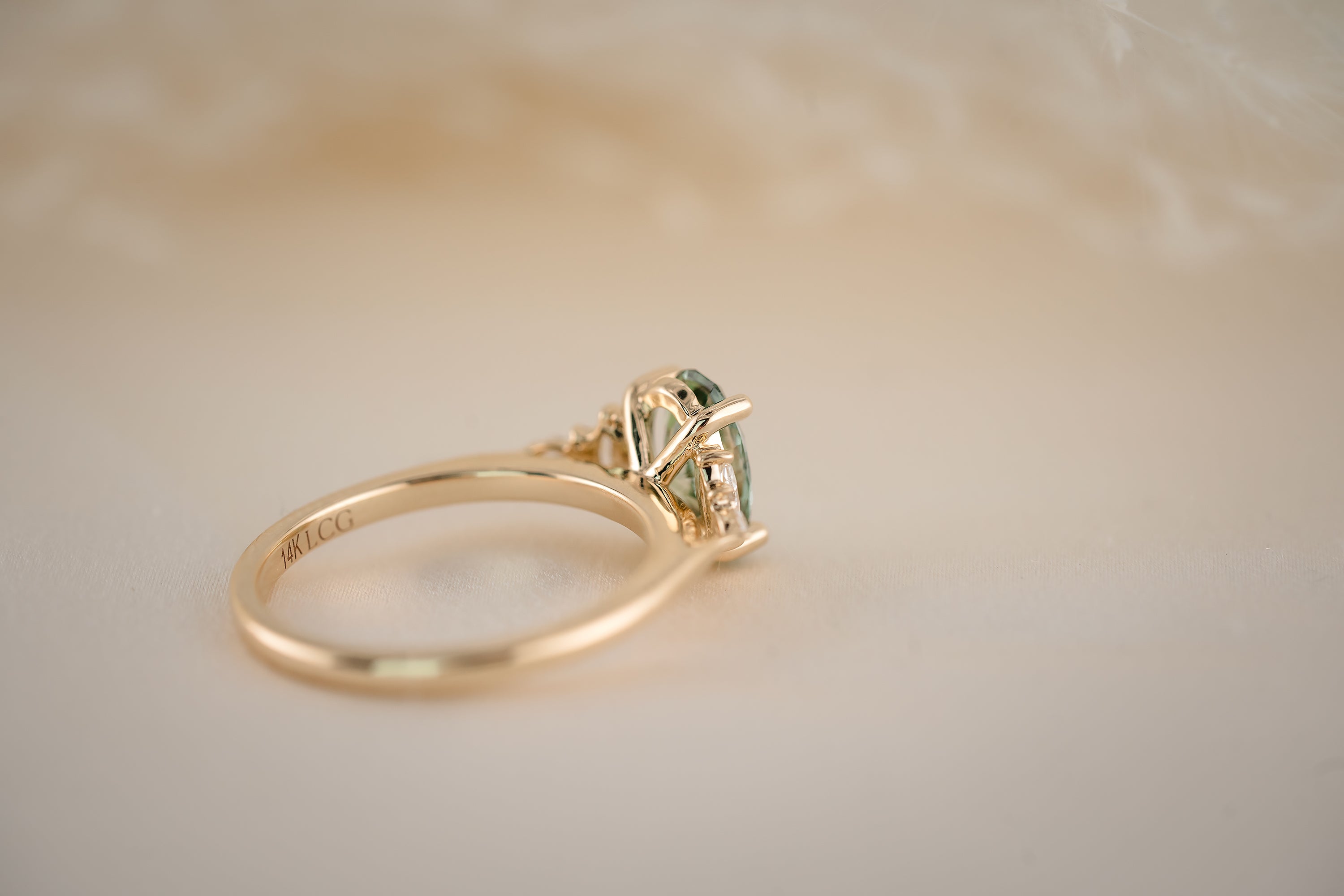 The Maeve 1.18 CT Oval Green Diamond Ring - Lavender Creek Gems