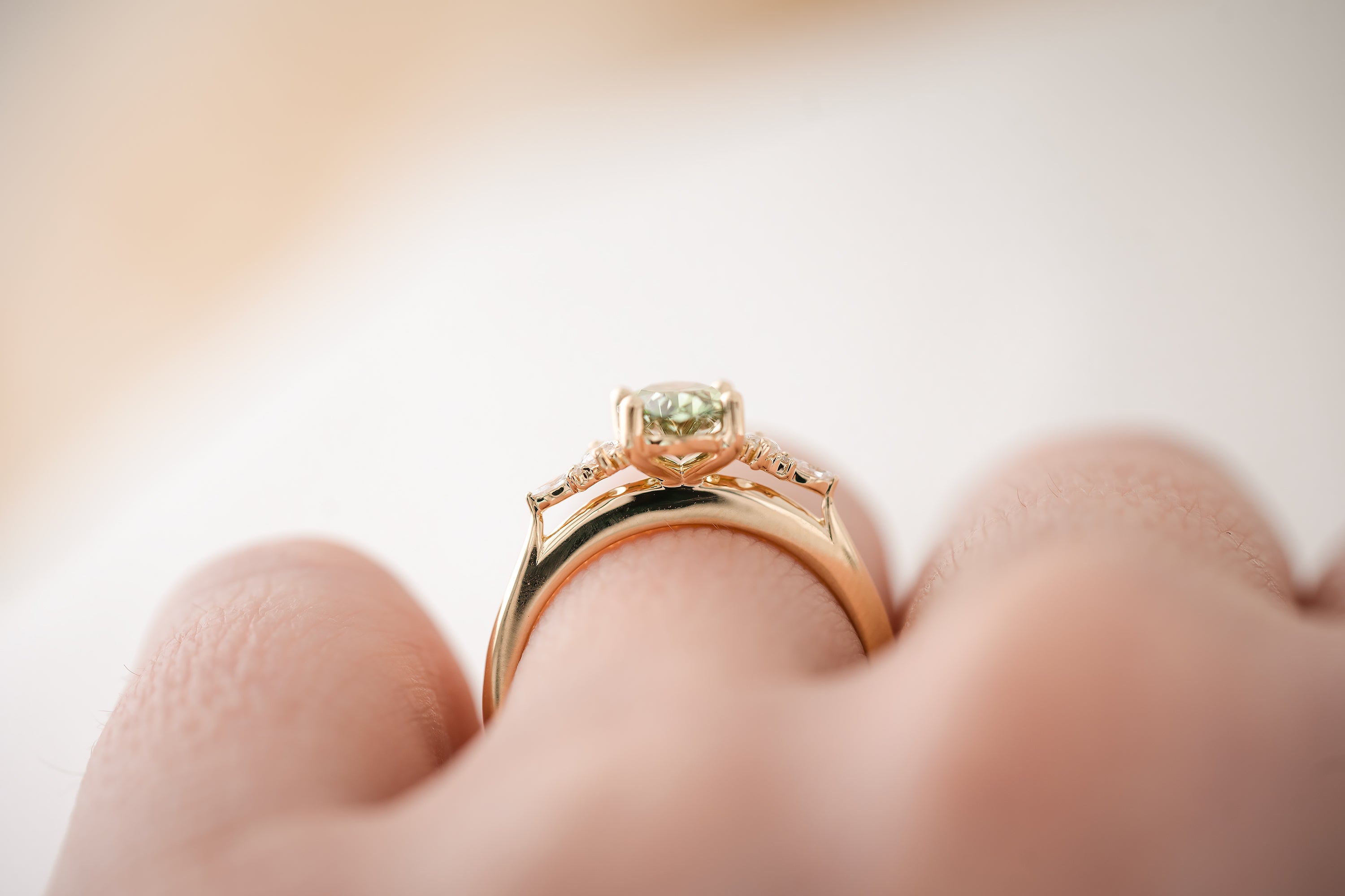 The Maeve 1.18 CT Oval Green Diamond Ring - Lavender Creek Gems