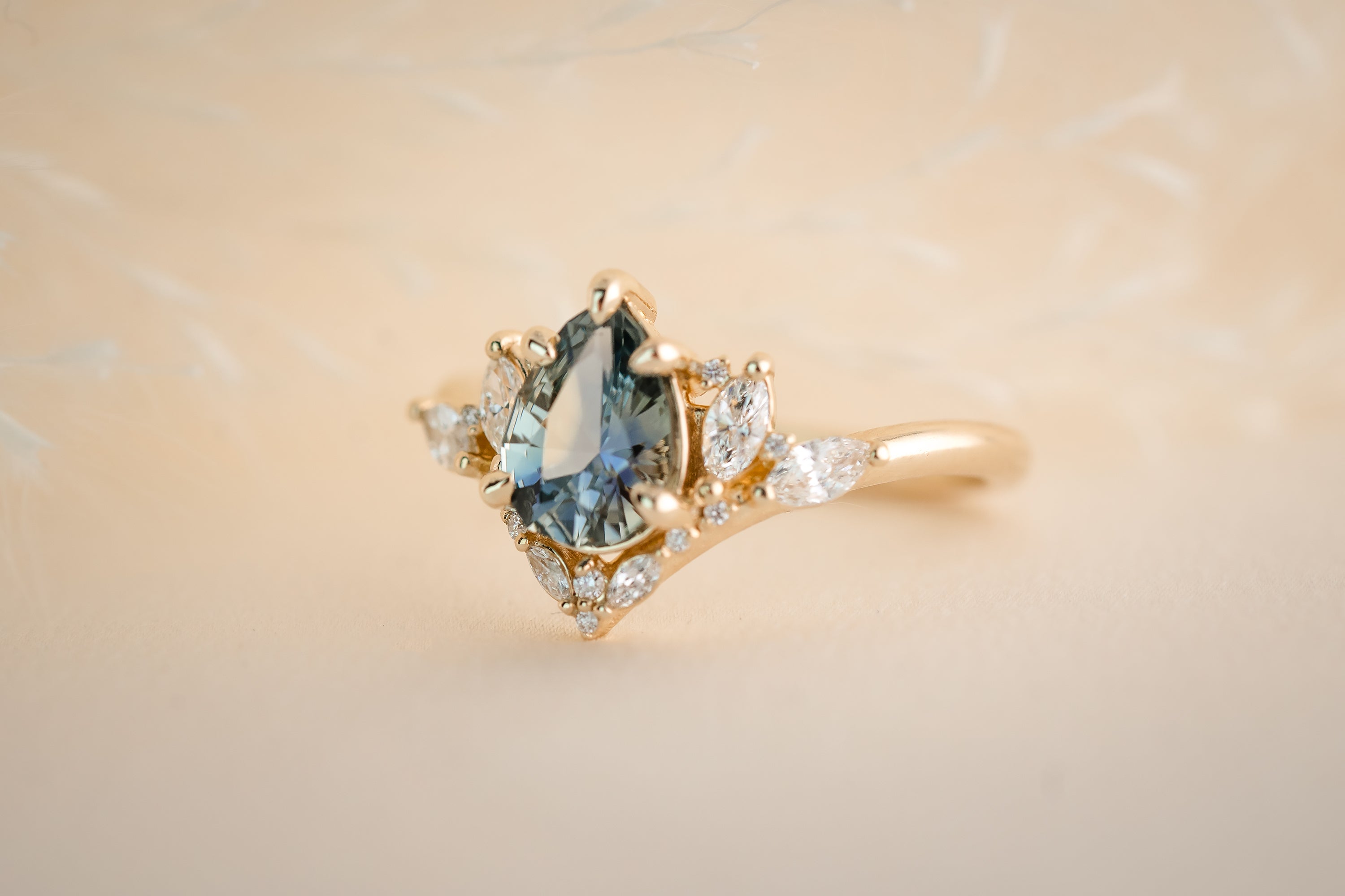 The Aurora 1.18 CT Pear Blue Sapphire Ring - Lavender Creek Gems