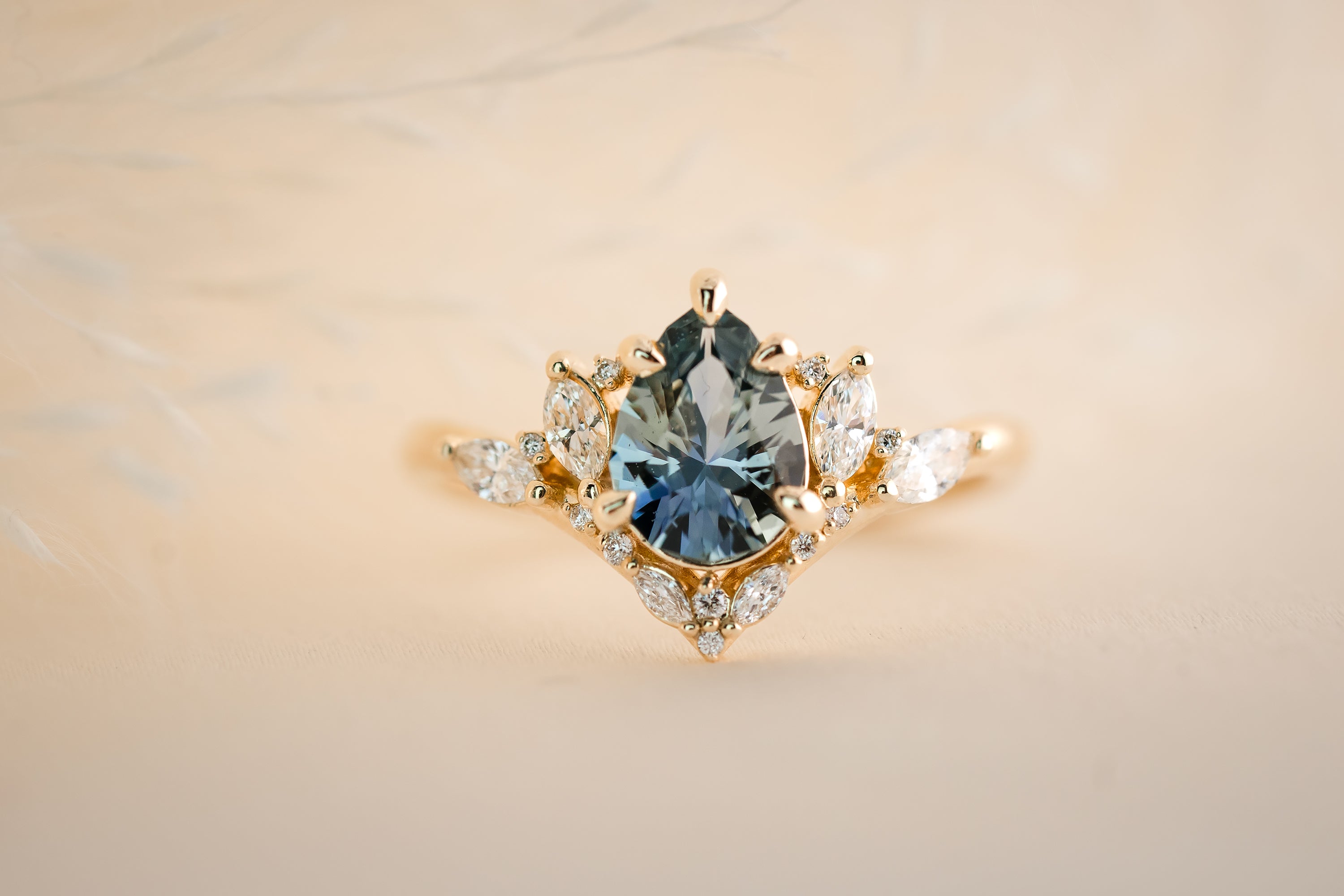 The Aurora 1.18 CT Pear Blue Sapphire Ring - Lavender Creek Gems